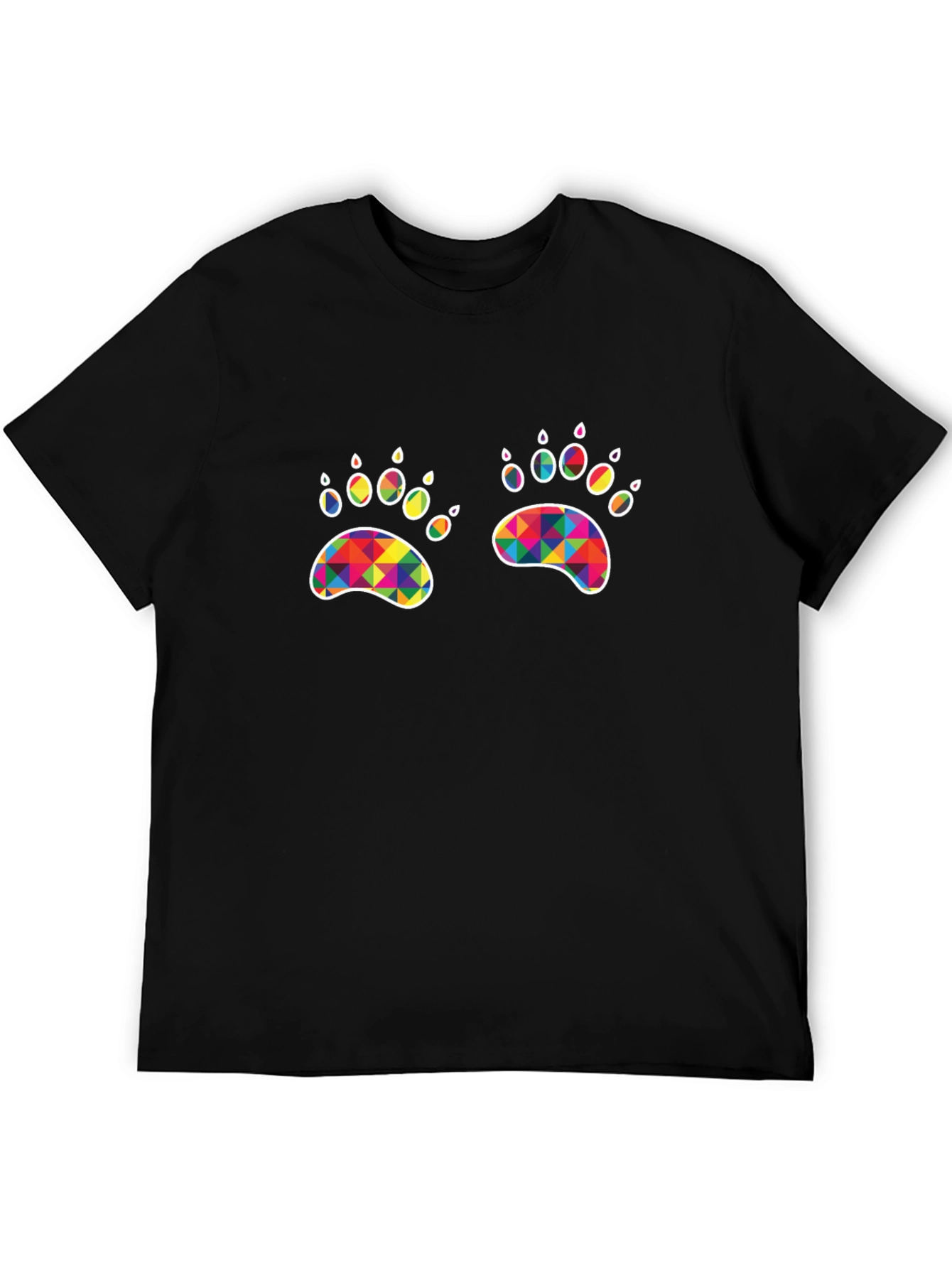 Black Rainbow Paw Print Graphic Tee - Unisex view 5