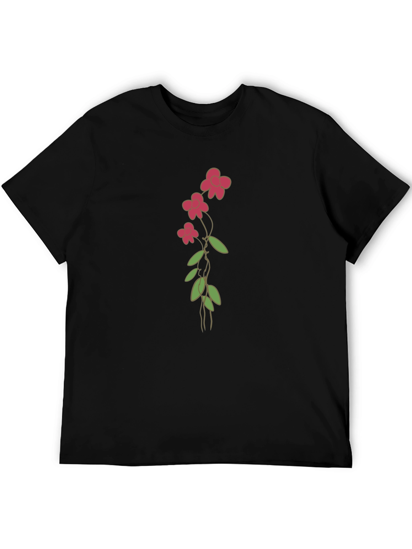 Black Floral Print Black Casual T-Shirt view 5
