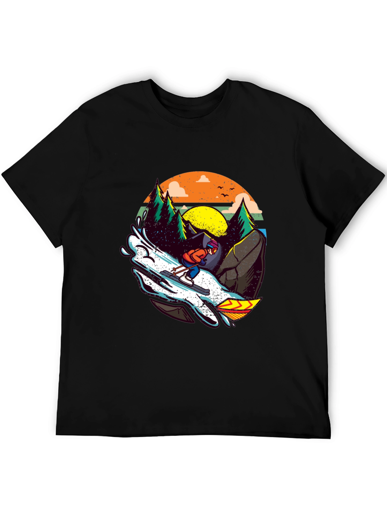 Black Skiing Adventure Graphic Tee view 5