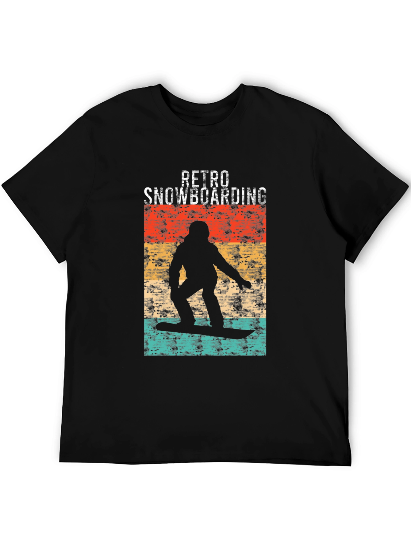 Black Retro Snowboarding Graphic Tee - Black view 5