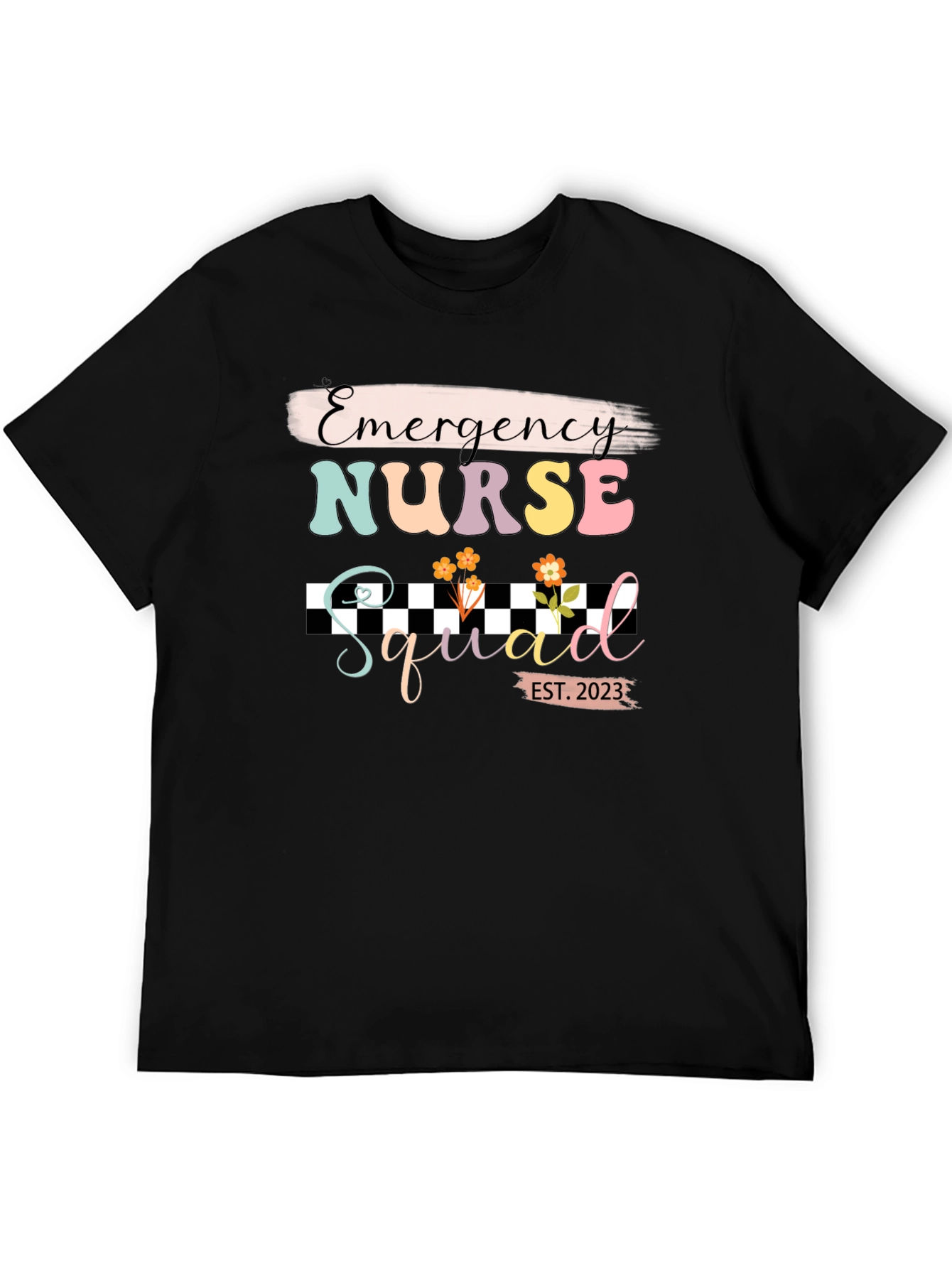 Black Emergency Nurse Squad Est. 2023 T-Shirt view 5