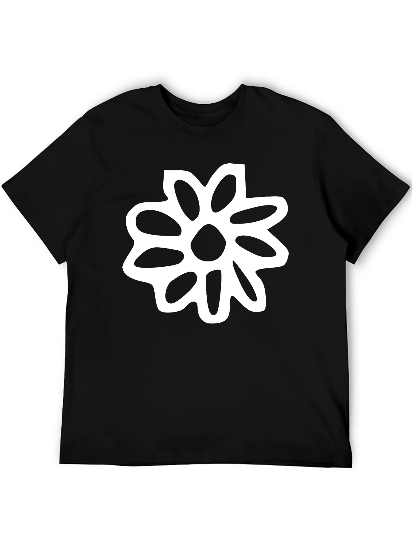 Black Black T-Shirt with White Flower Graphic view 5