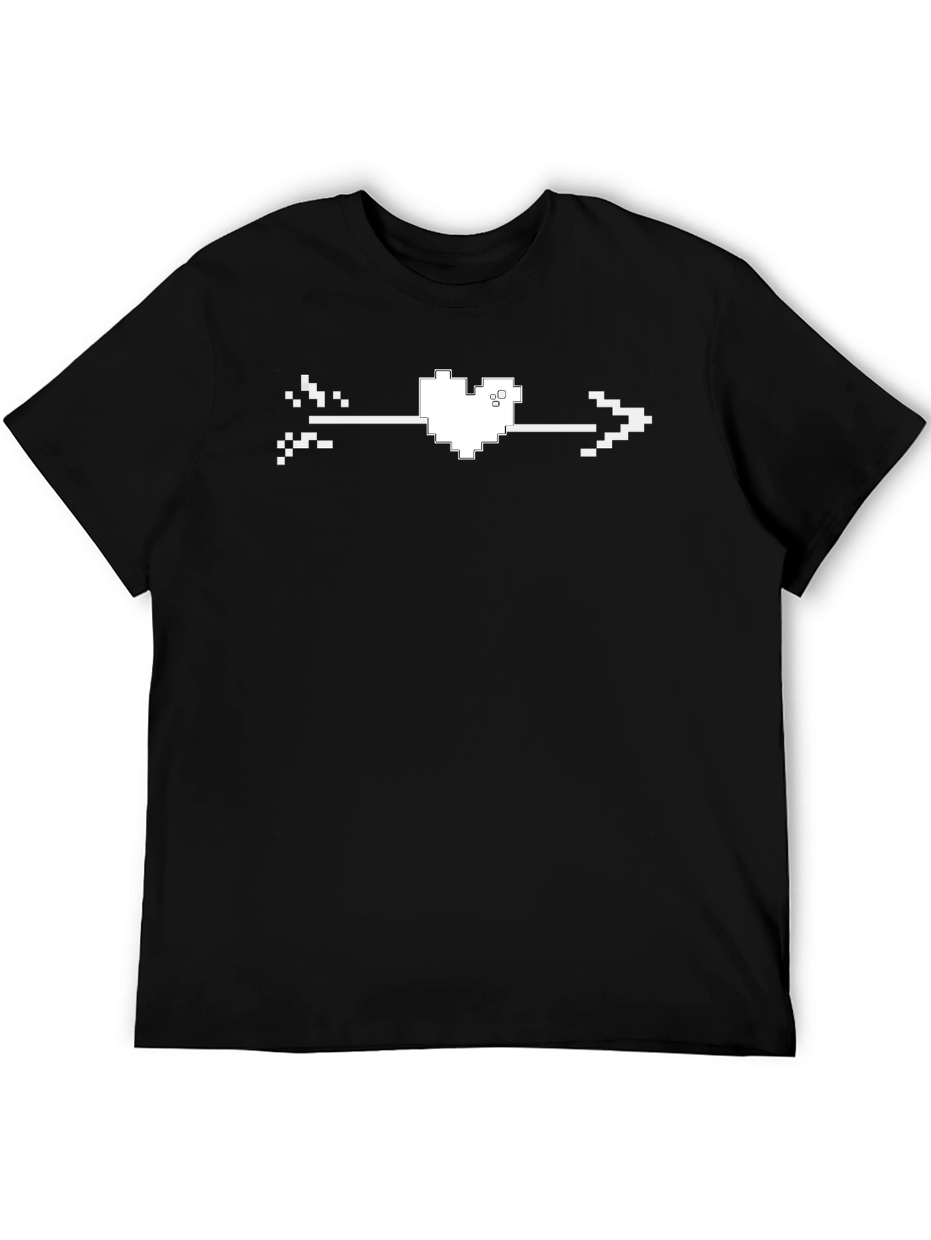 Black Pixel Heart Arrow Tee - Retro Gaming Style view 5