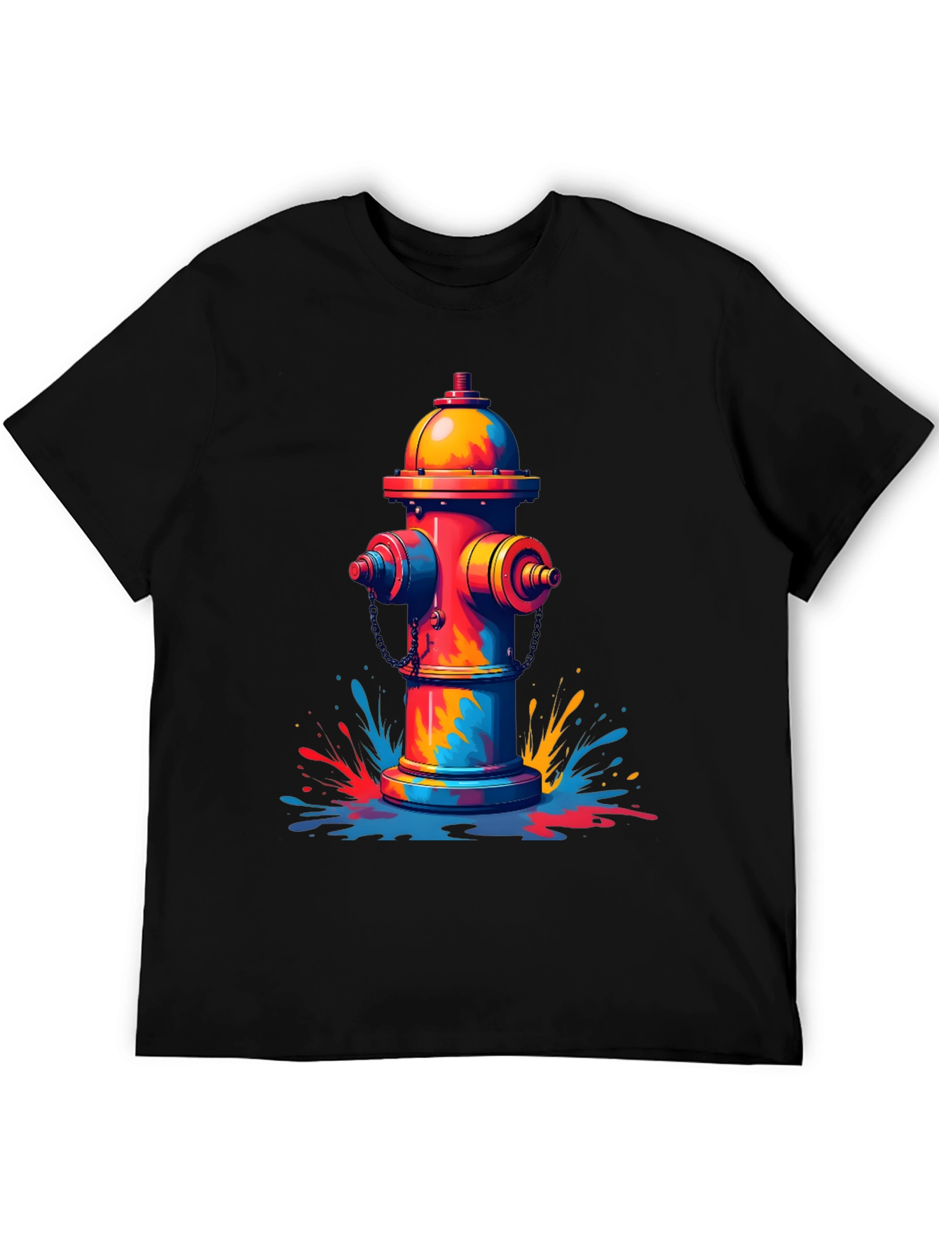 Black Colorful Fire Hydrant Graphic Tee view 5