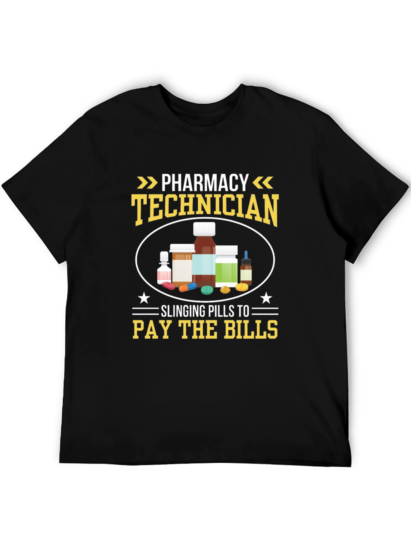 Black Pharmacy Technician T-Shirt - Slanging Pills view 5