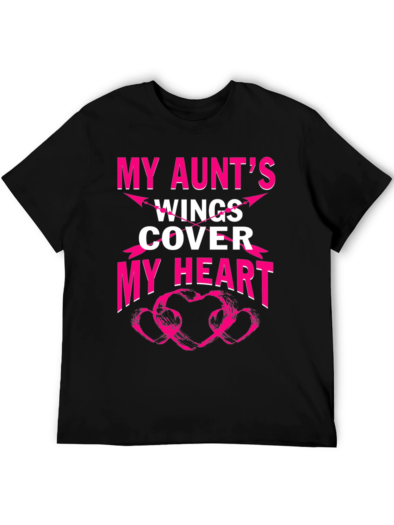 Black My Aunt's Wings Cover My Heart Graphic T-Shirt view 5