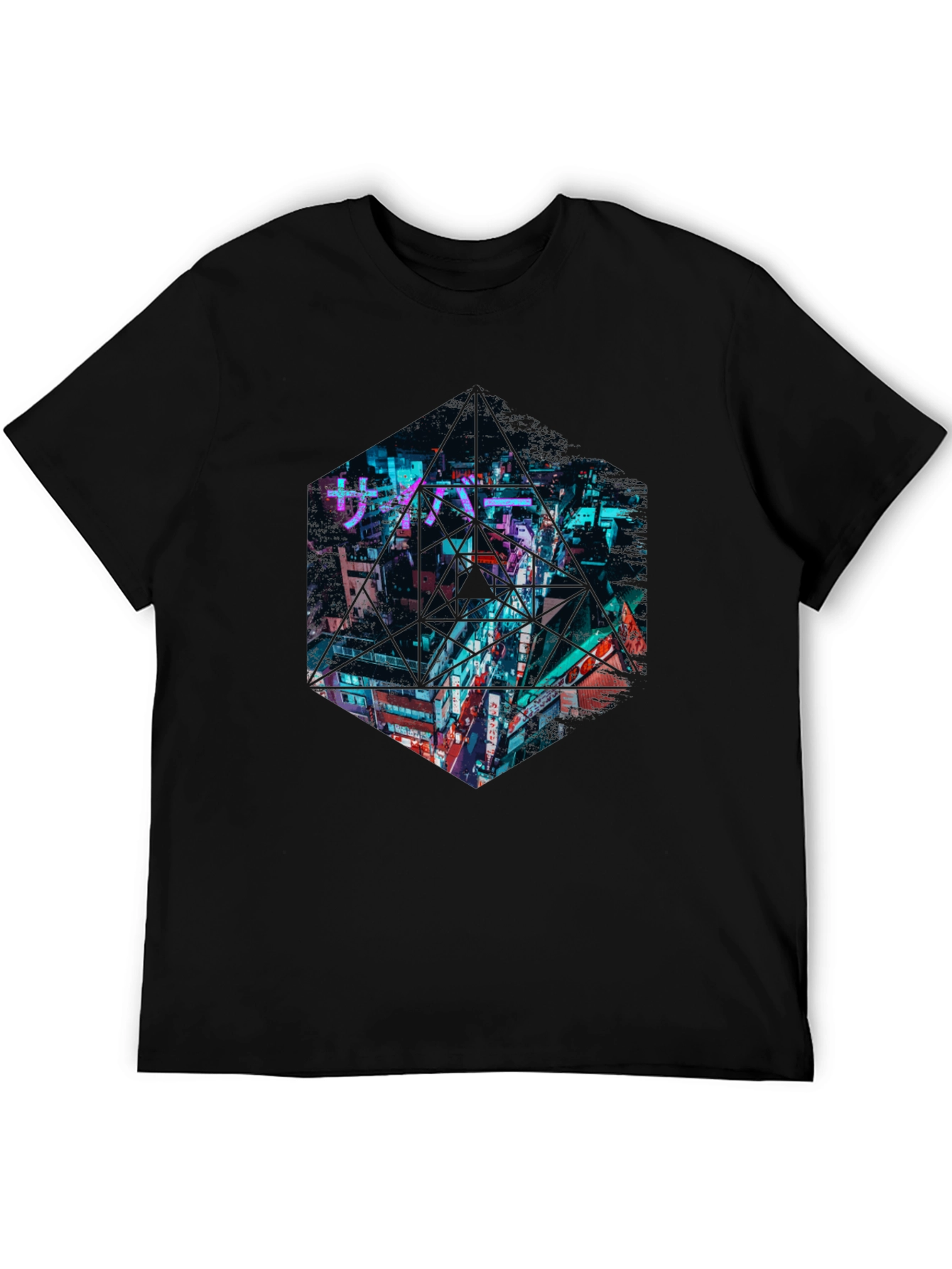Black Cyberpunk Cityscape Graphic Tee - Urban Style view 5