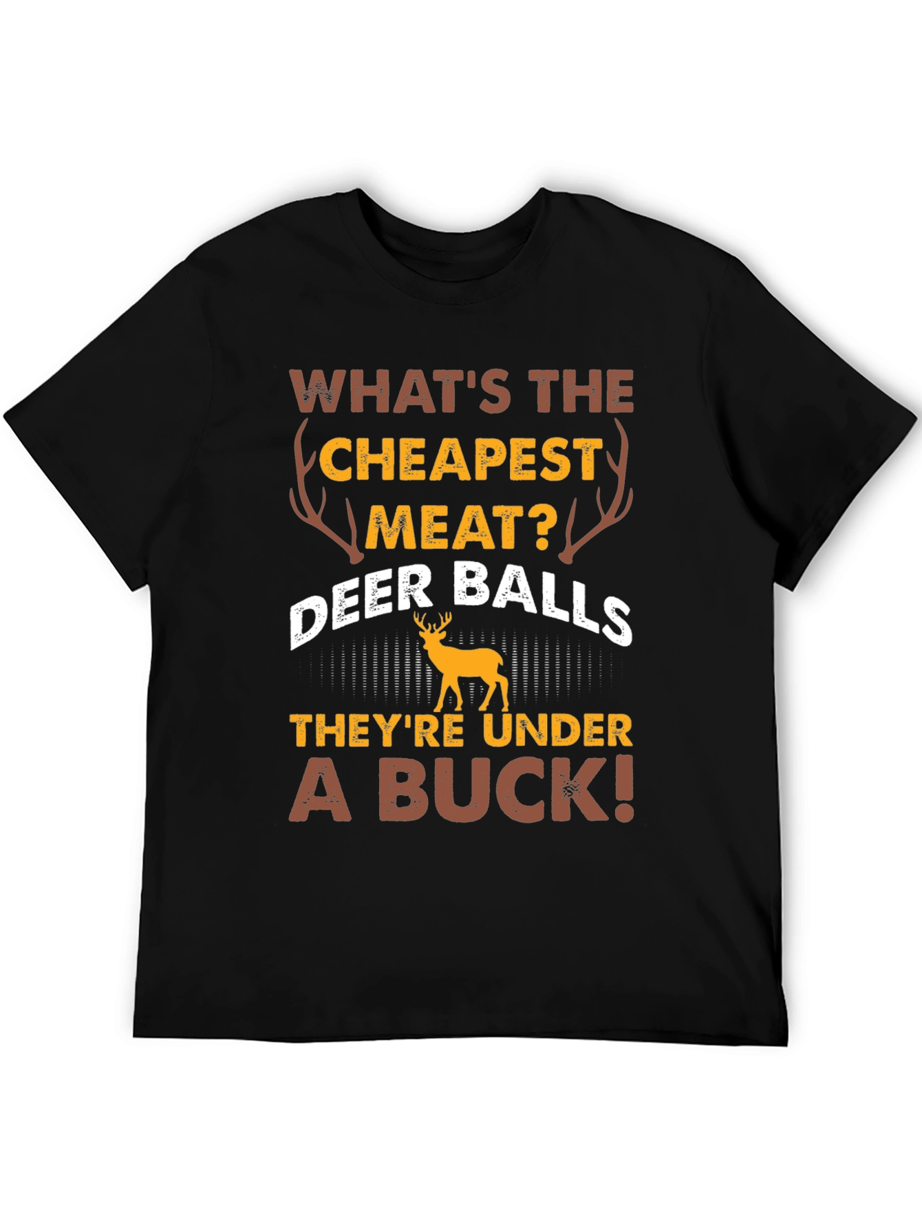 Black Funny Deer Balls T-Shirt - Hunting Humor view 5