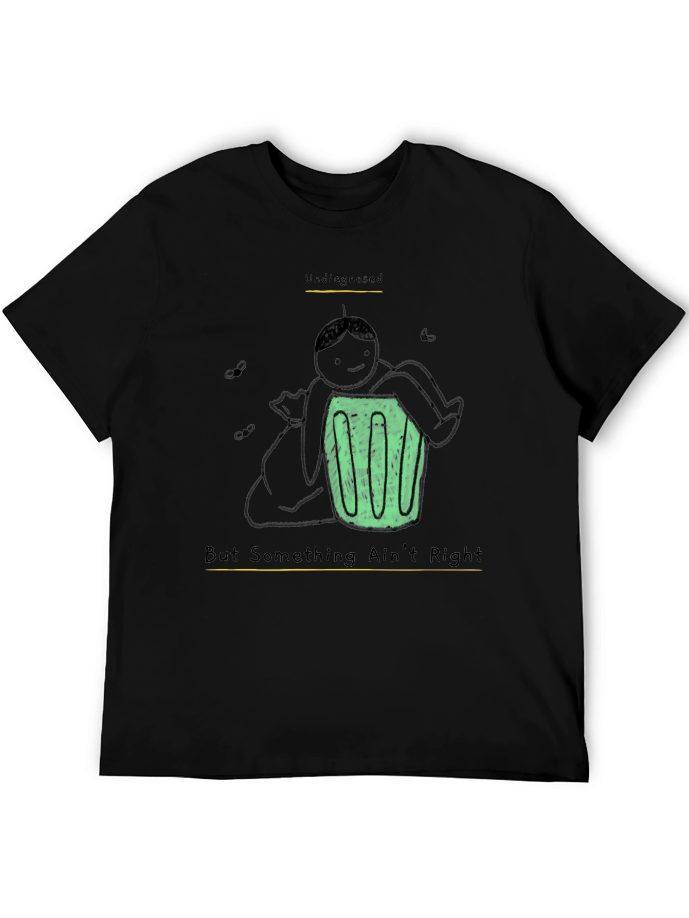 Black Undiagnosed Funny Graphic T-Shirt view 5