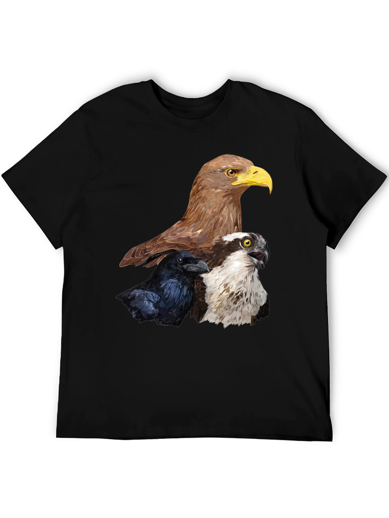 Black Men's Eagle, Raven, Osprey Graphic Print T-Shirt view 5