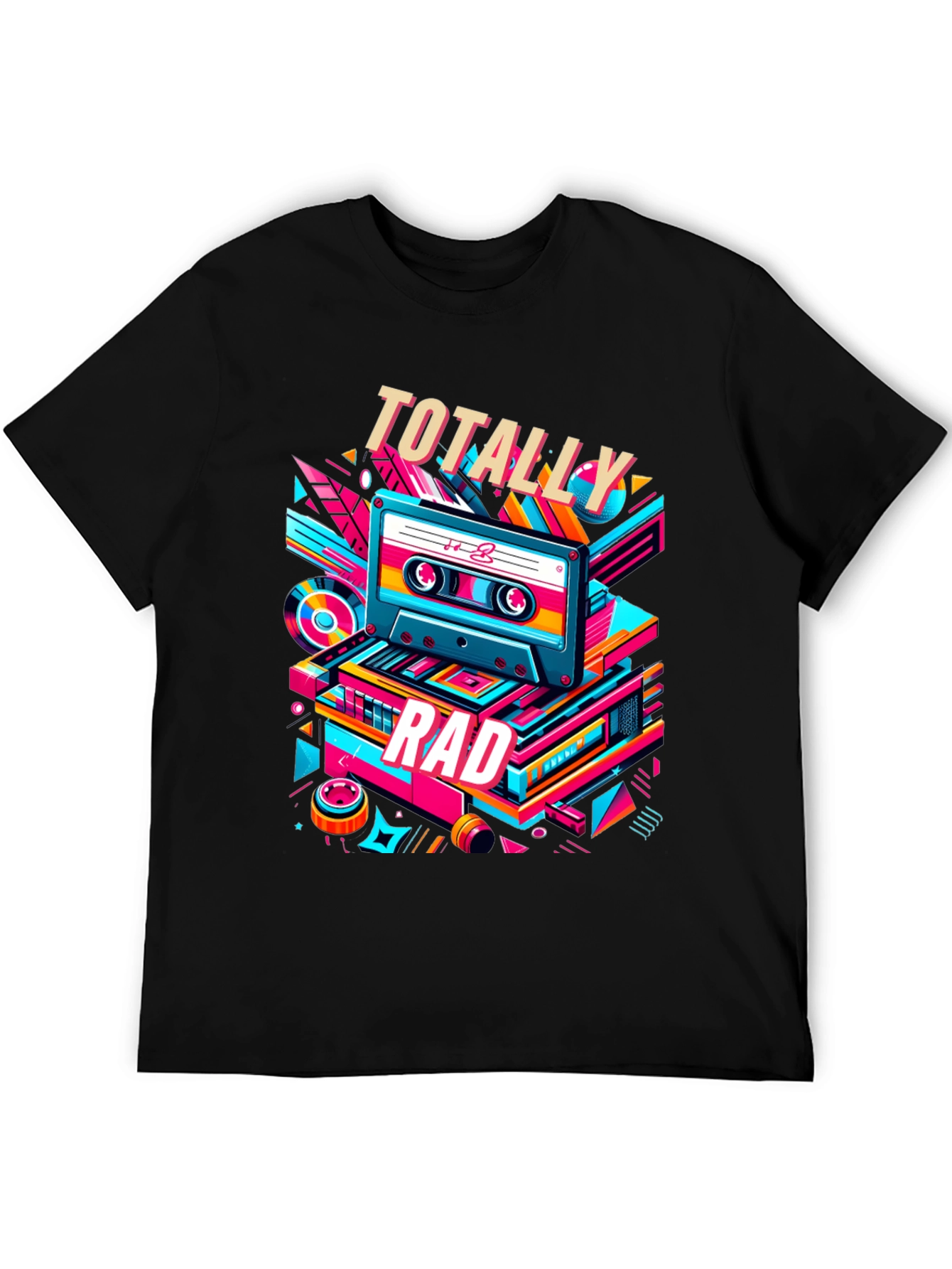 Black Totally Rad Retro Cassette T-Shirt view 5