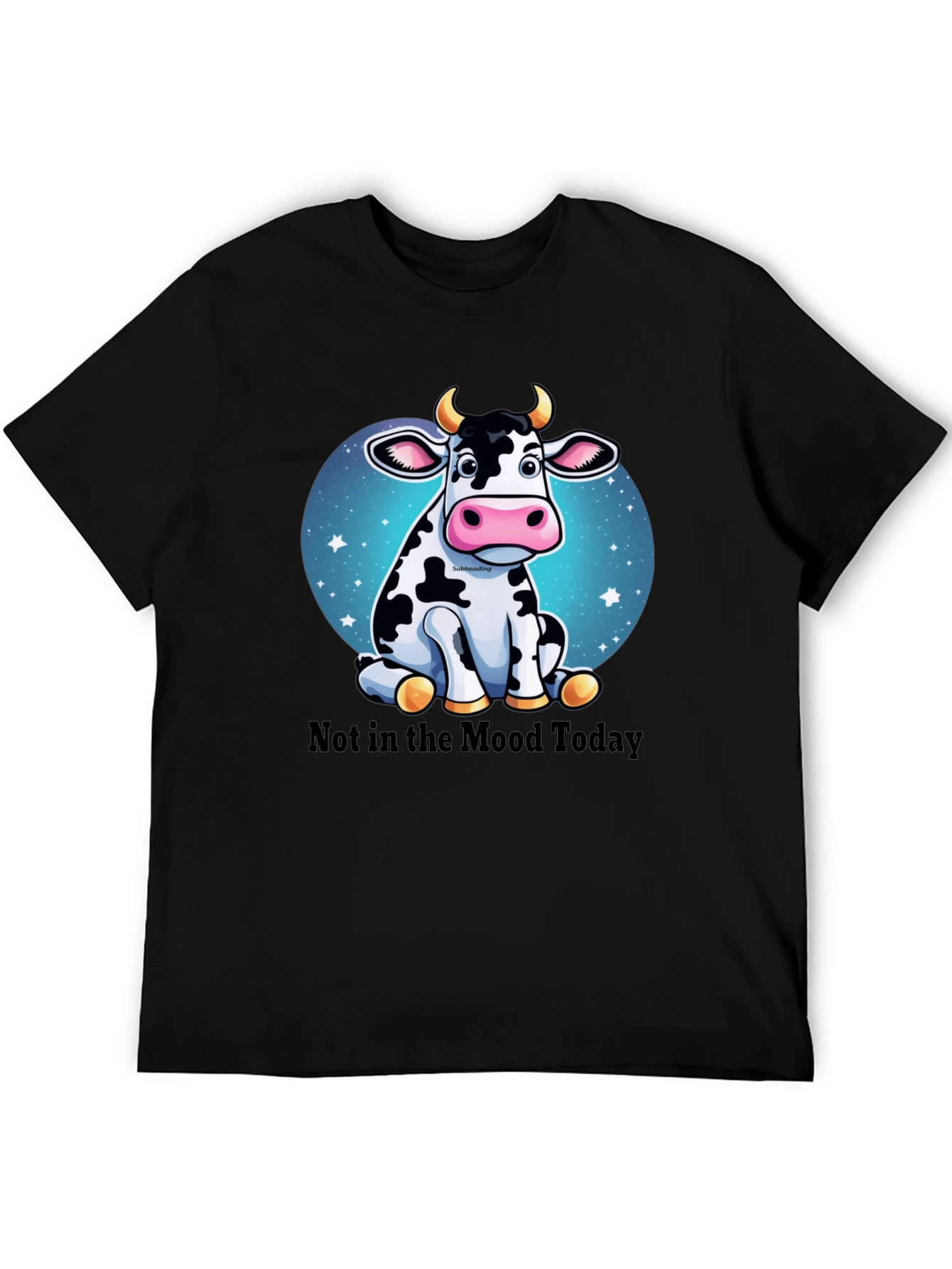 Black Not in the Mood Cow Graphic Tee - Unisex Black T-Shirt view 5