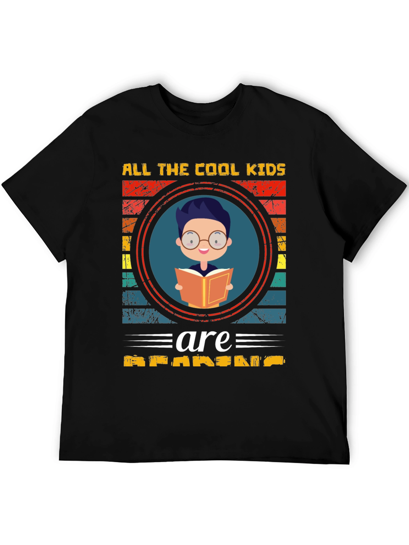 Black Cool Kids Reading T-Shirt - Black view 5