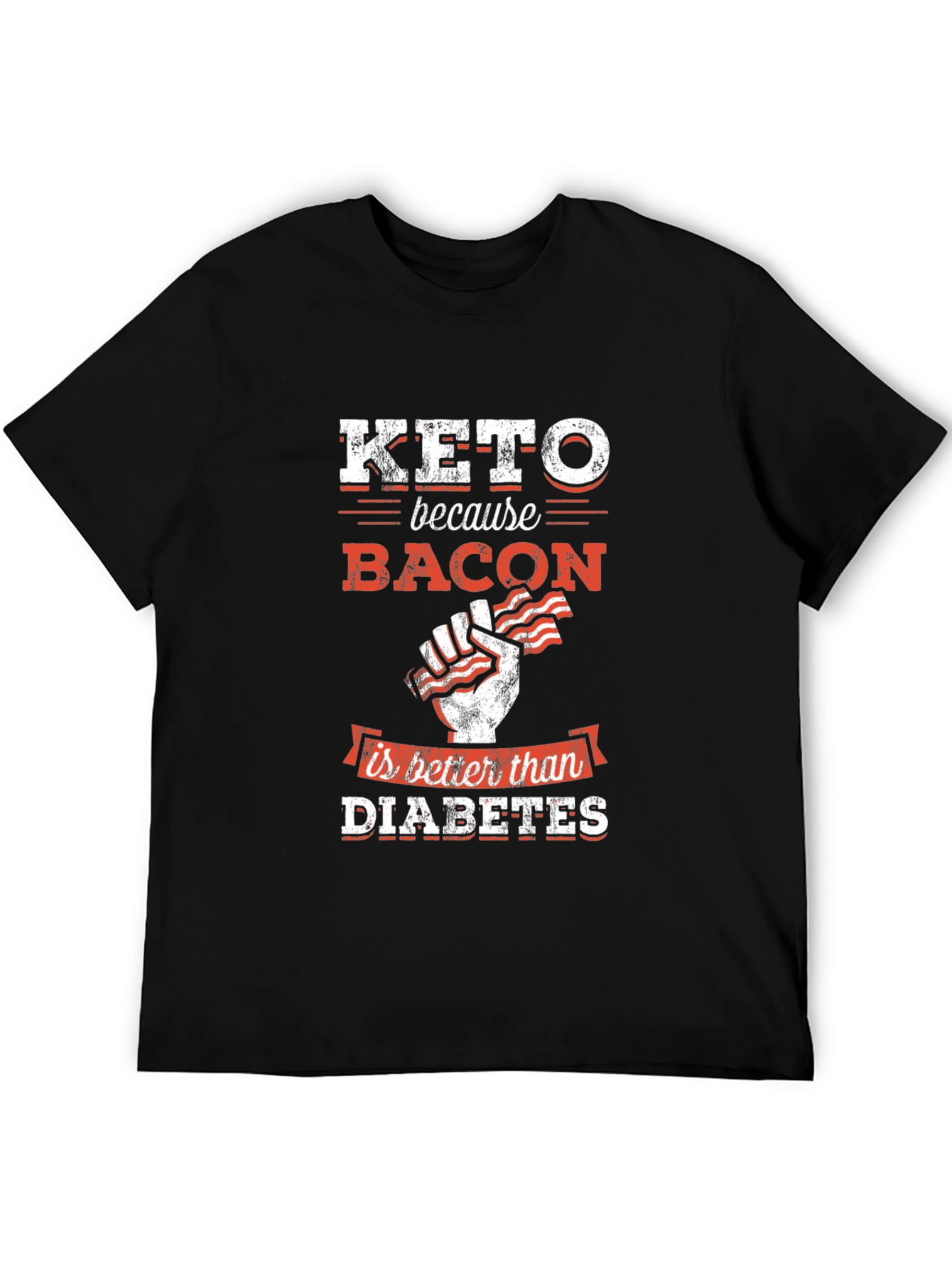 Black Keto Bacon T-Shirt - Better Than Diabetes view 5