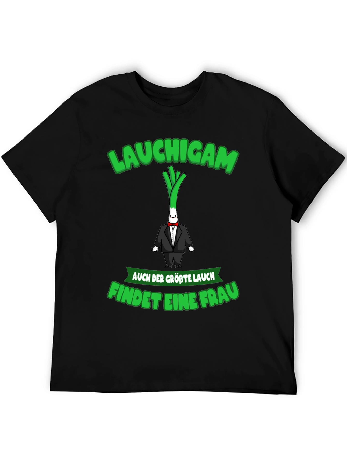 Black Funny "Lauchigam" Graphic T-Shirt view 5