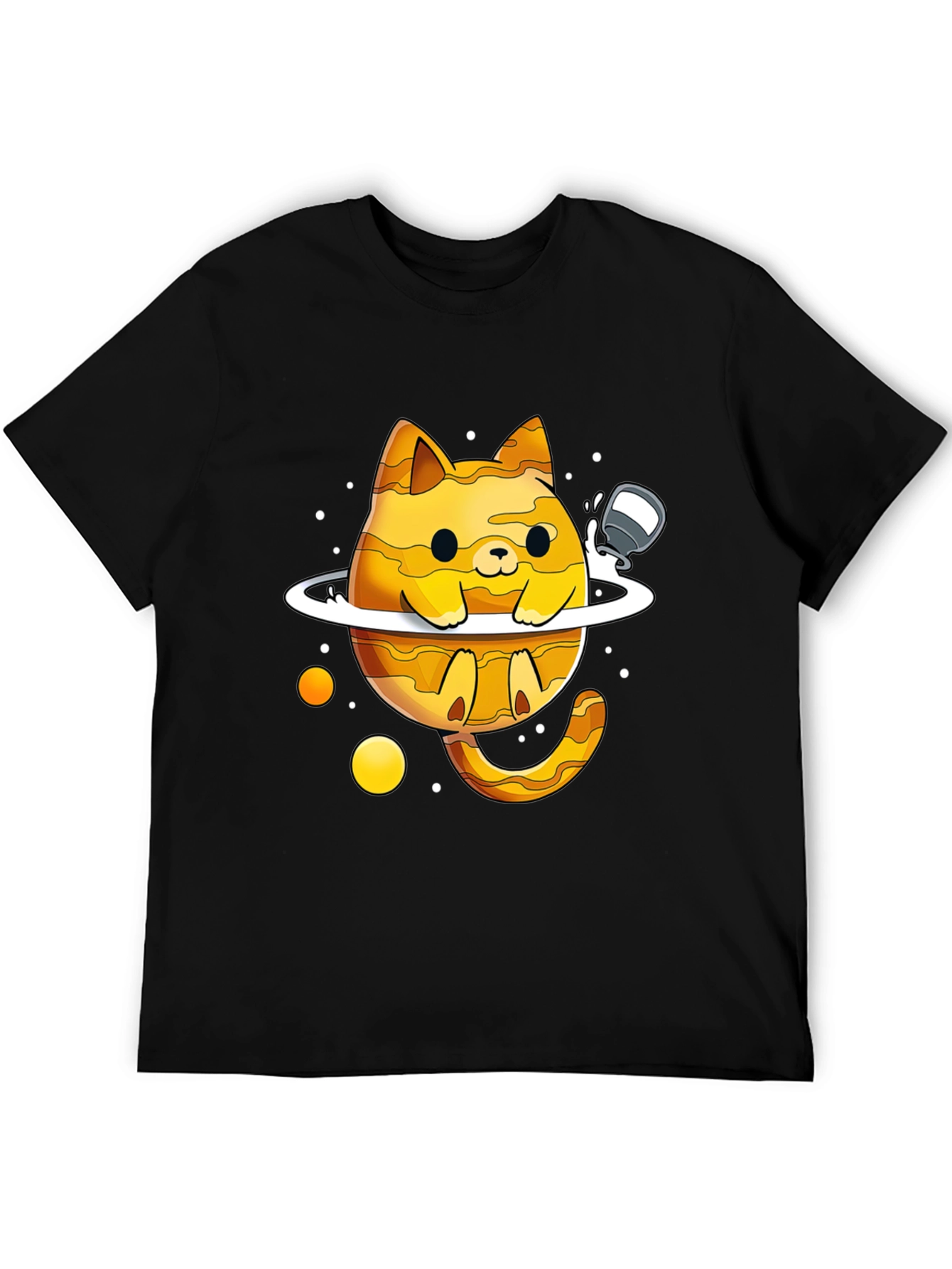 Black Cosmic Cat T-Shirt - Planetary Purrfection! view 5