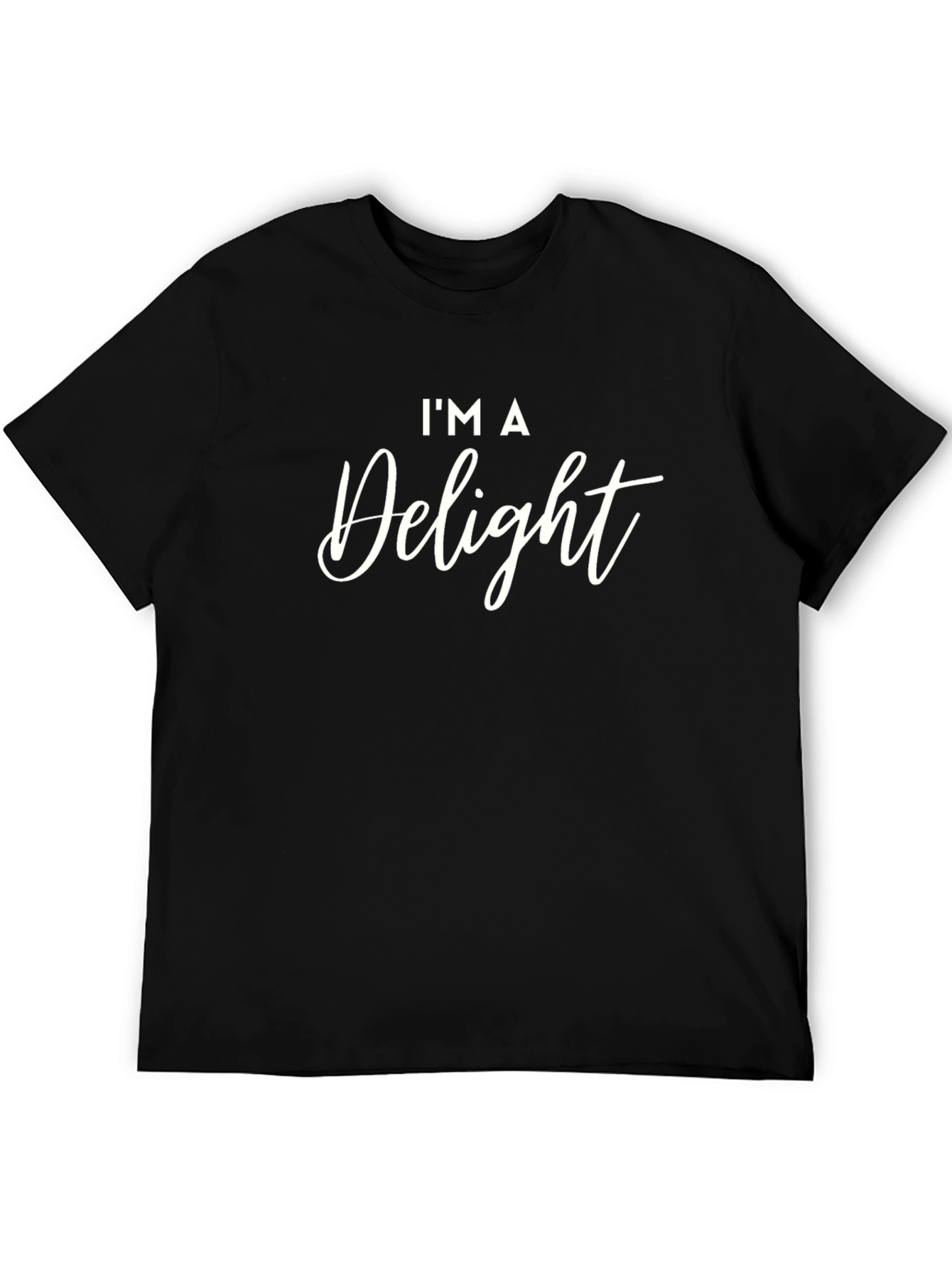 Black I'm A Delight T-Shirt - Black Cotton Graphic Tee view 5