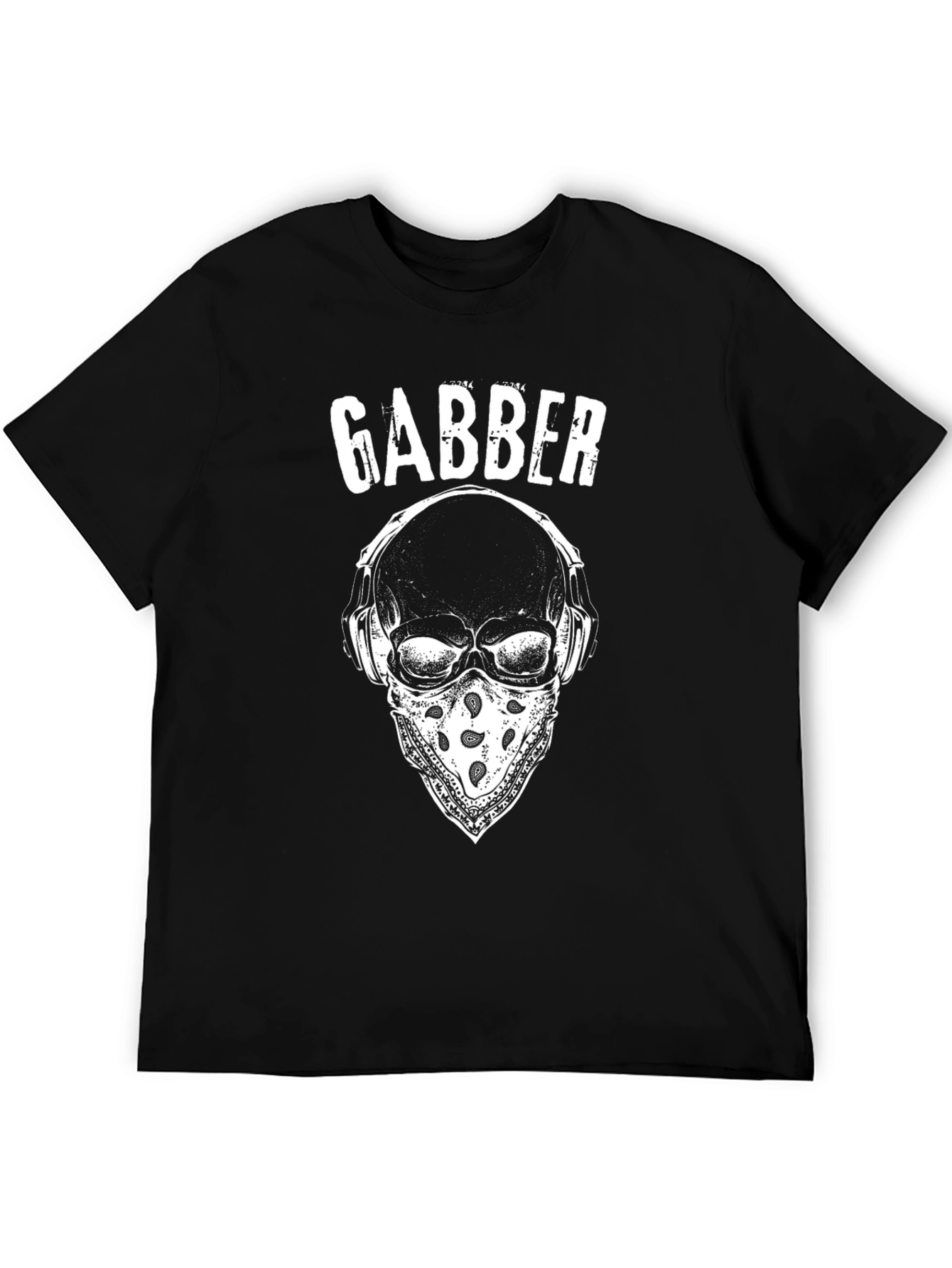 Black Gabber Skull Graphic T-Shirt - Black Cotton Tee view 5