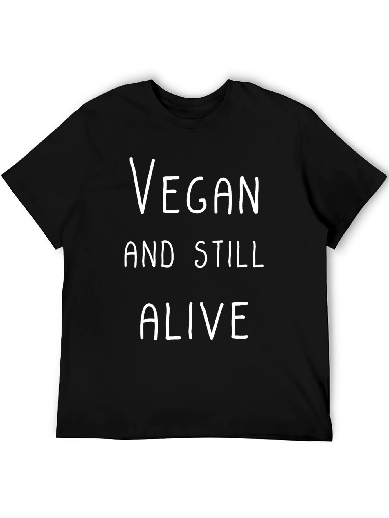 Black Vegan and Still Alive Graphic Tee - Black Cotton T-Shirt view 5