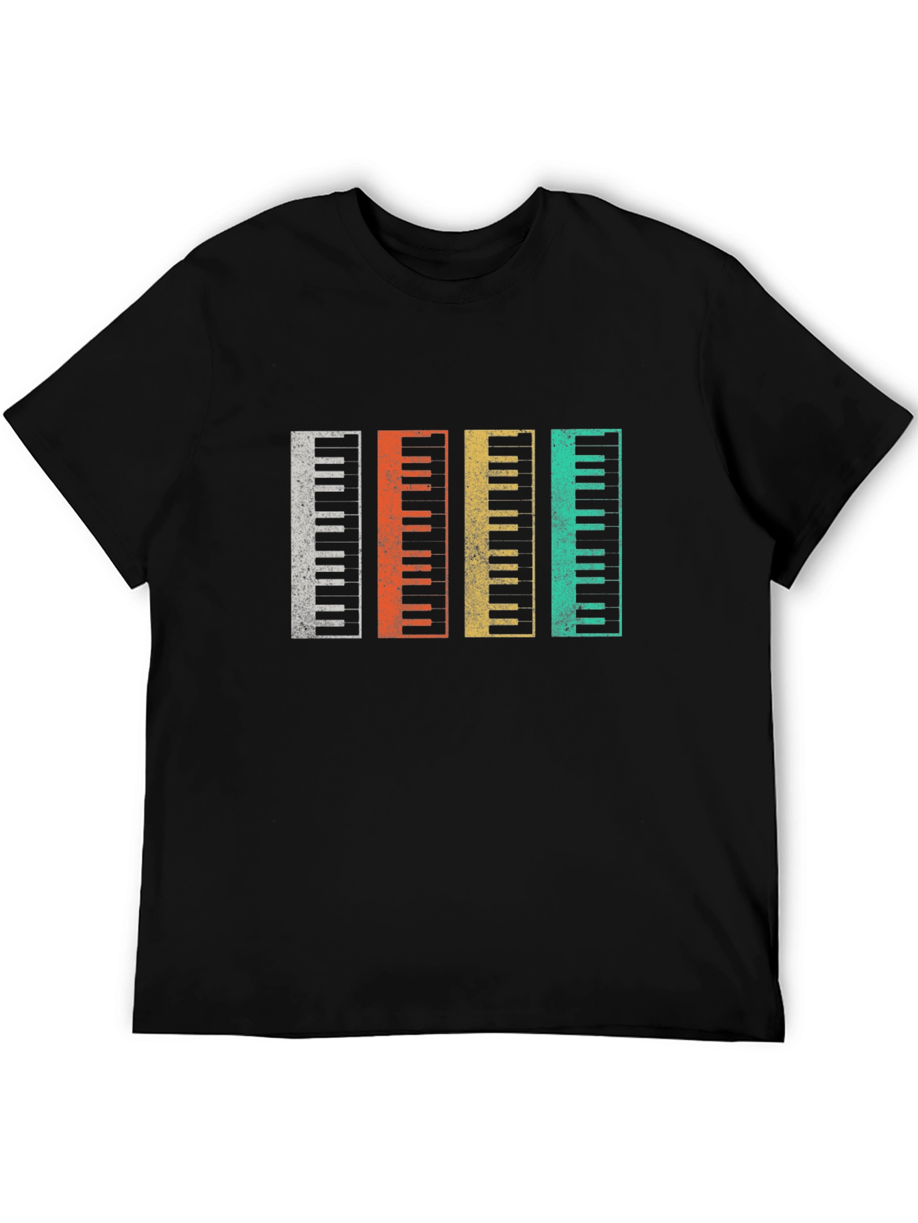 Black Retro Piano Keys T-Shirt Music Lover Gift view 5