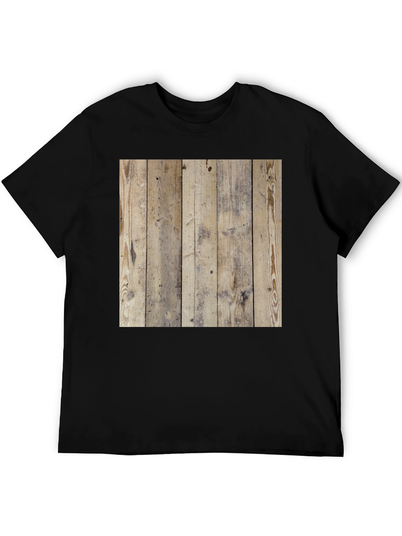 Wood Texture Graphic Tee - Casual Style Black T-Shirt - 5
