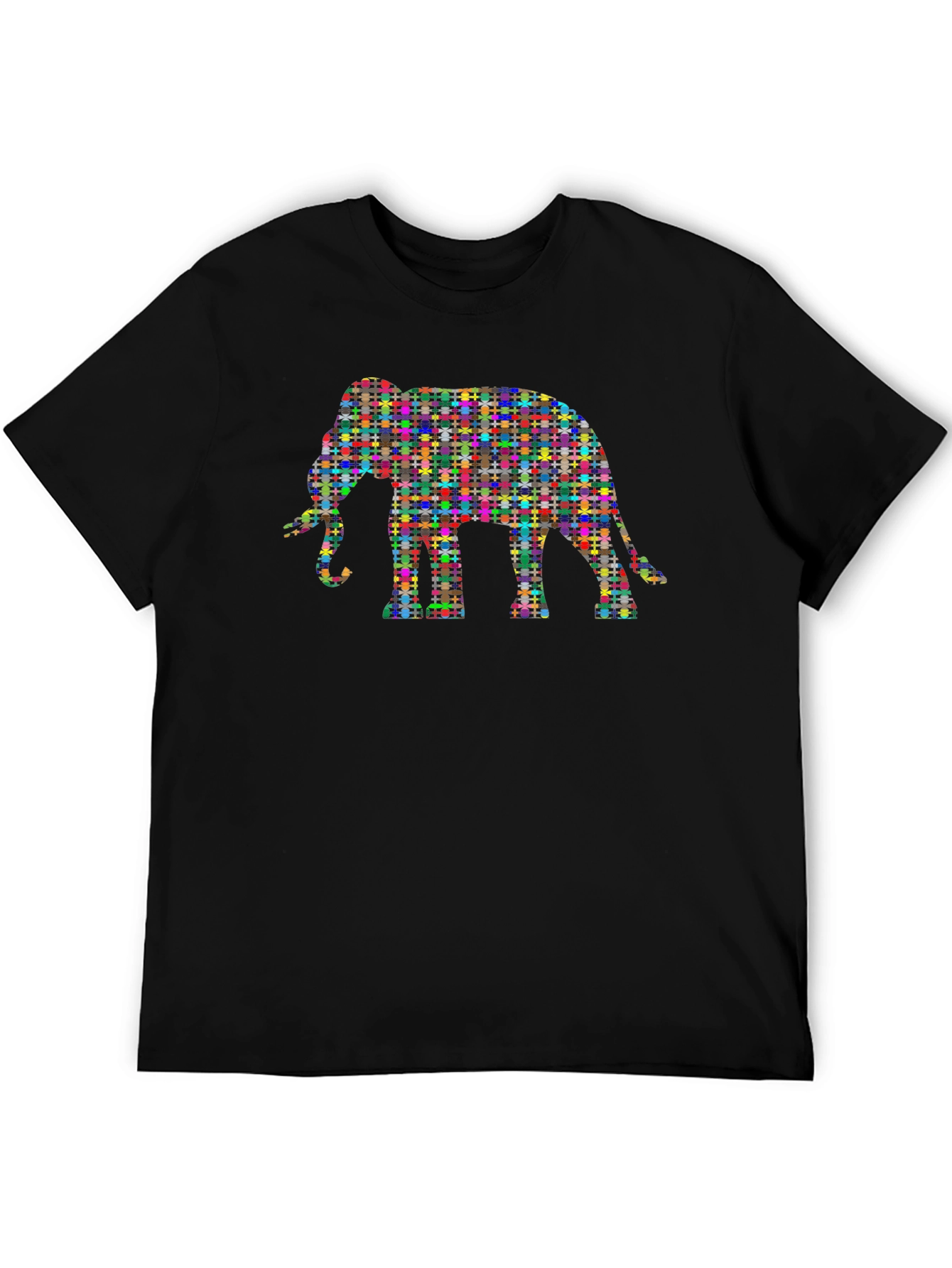 Black Colorful Elephant Graphic Tee view 5