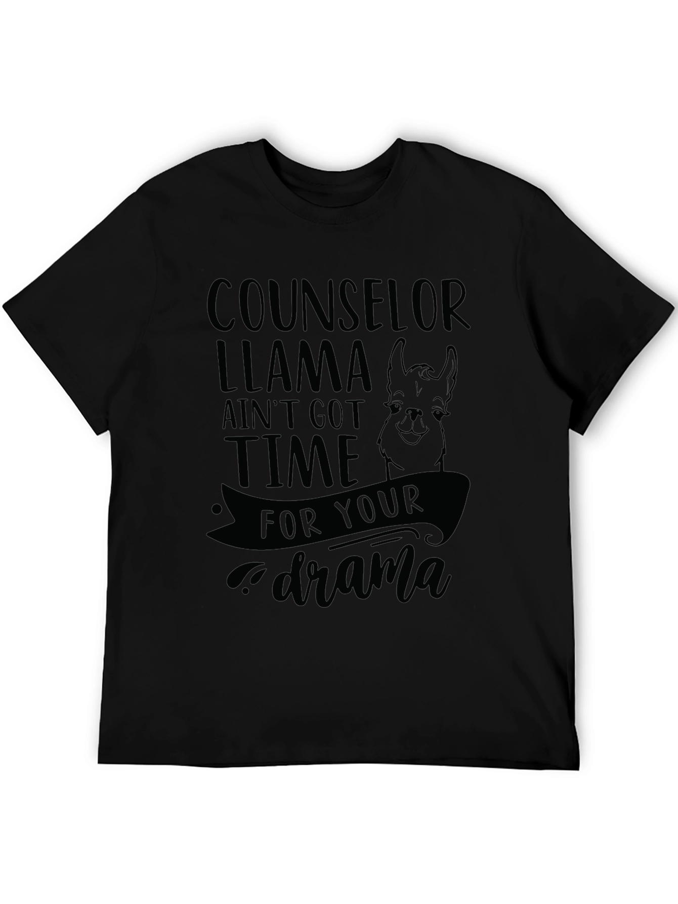 Black Counselor Llama T-Shirt - No Drama! view 5