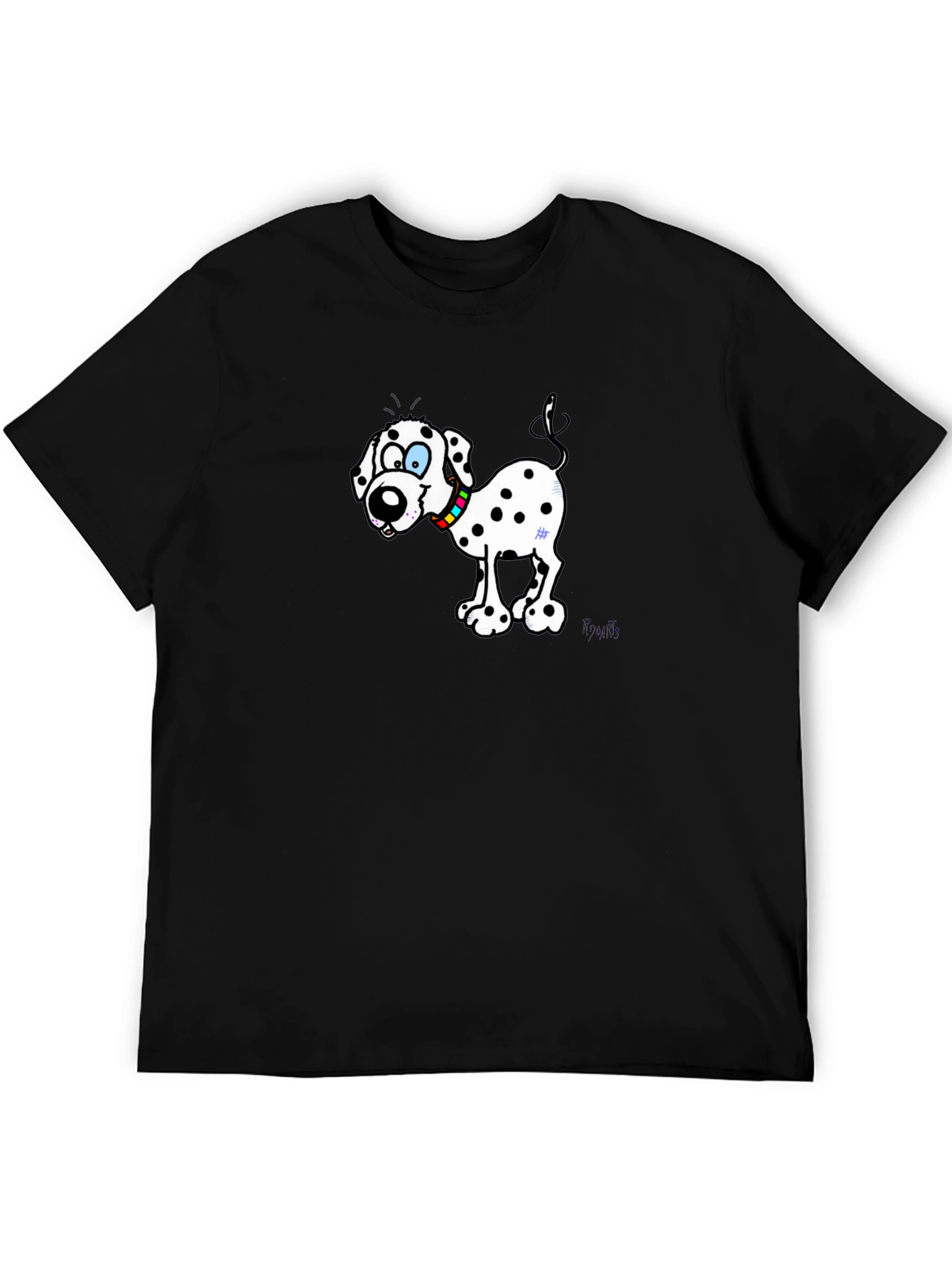 Black Dalmatian Cartoon Dog Black T-Shirt view 5