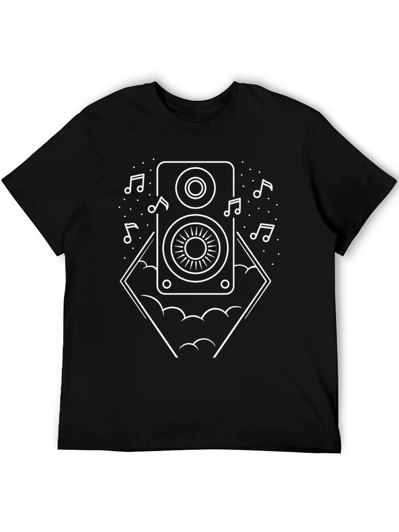 Black Modern Speaker Graphic Tee - Black Cotton T-Shirt view 5