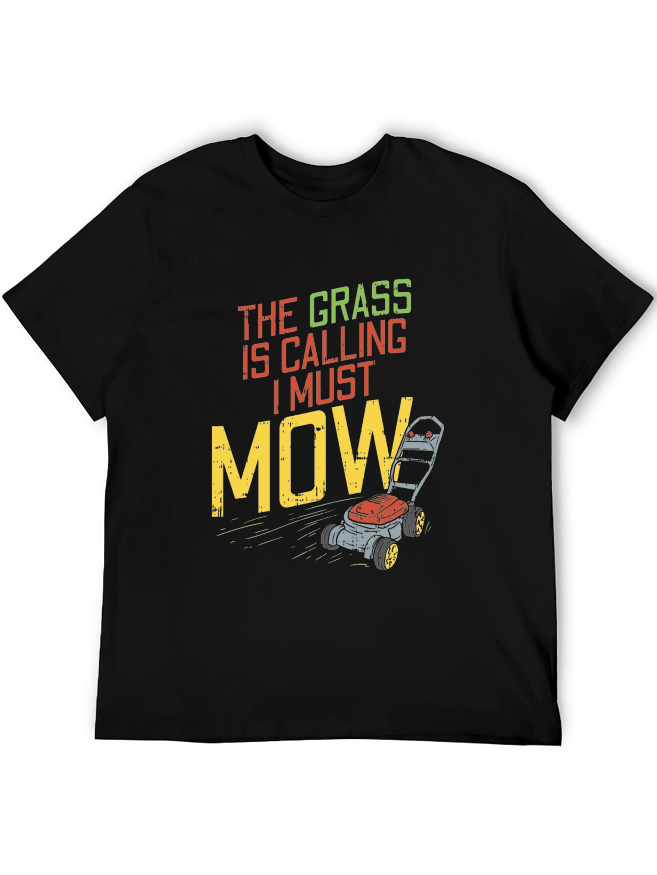 Black The Grass is Calling Funny Lawn Mowing T-Shirt view 5