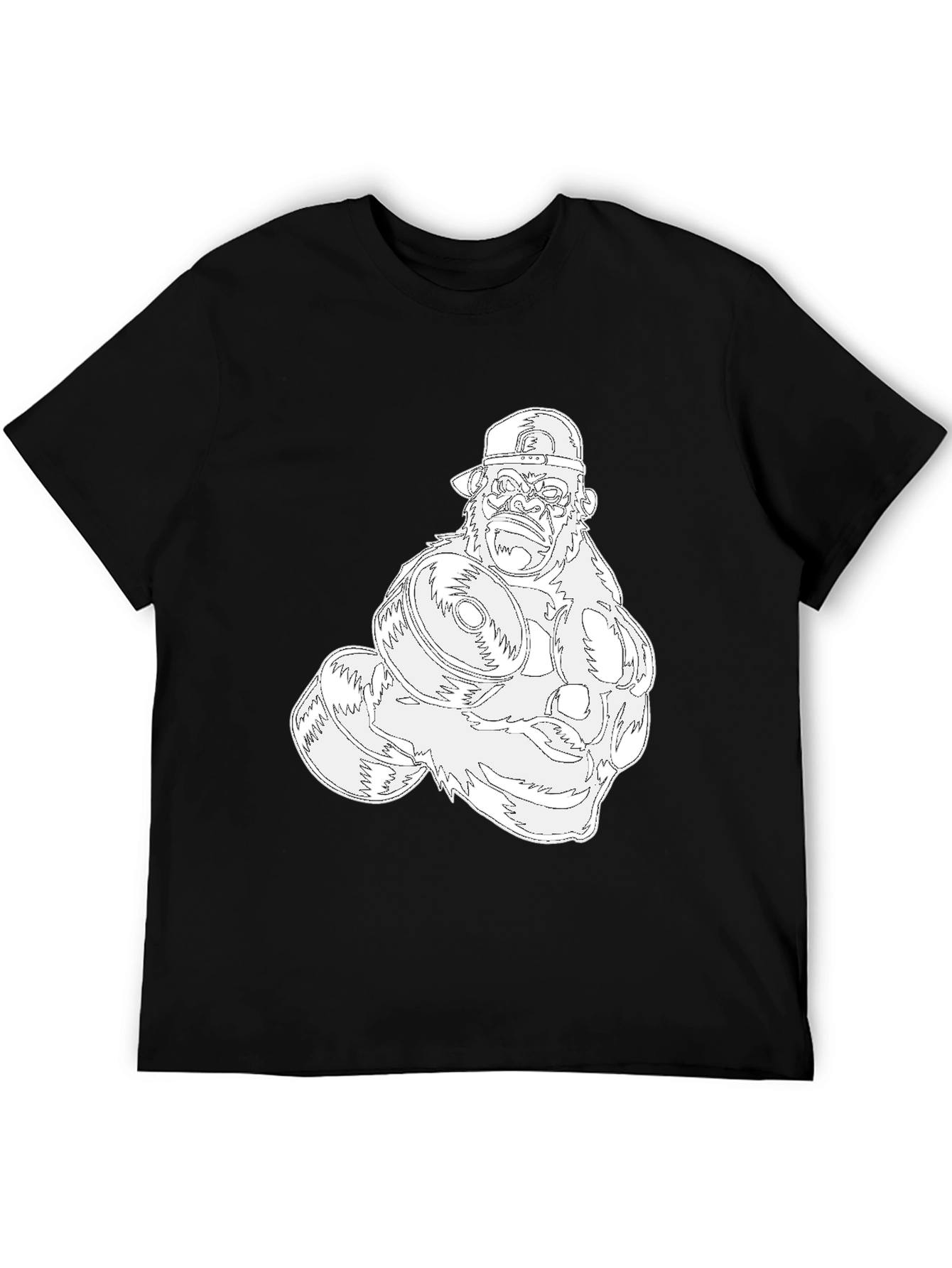 Black Gorilla Gym Tee: Black Cotton Fitness Shirt view 5
