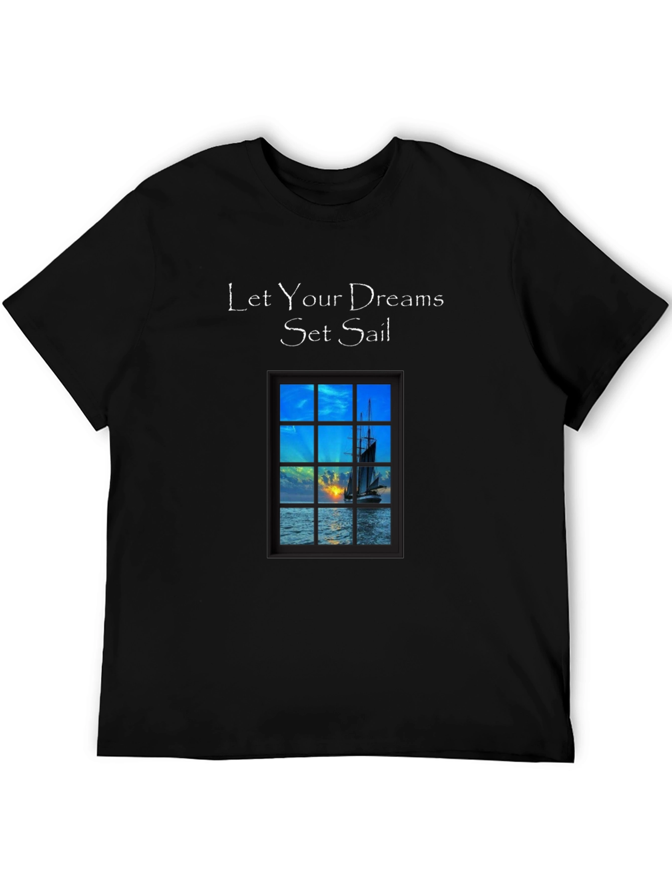 Black Let Your Dreams Set Sail T-Shirt - Black Crew Neck Tee view 5