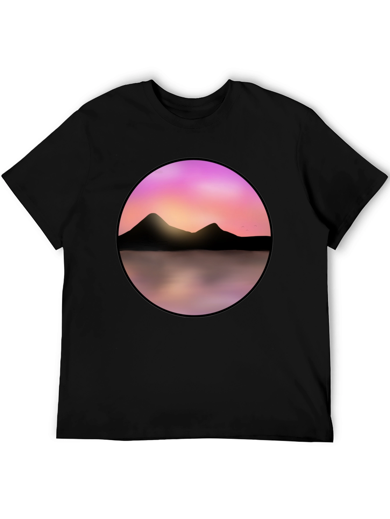 Black Sunset Mountain Lake Graphic Tee - Black view 5
