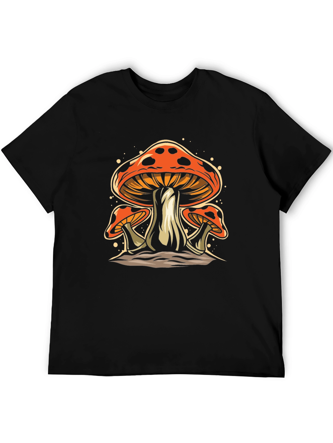 Black Mushroom Graphic Tee - Funky Black T-Shirt view 5