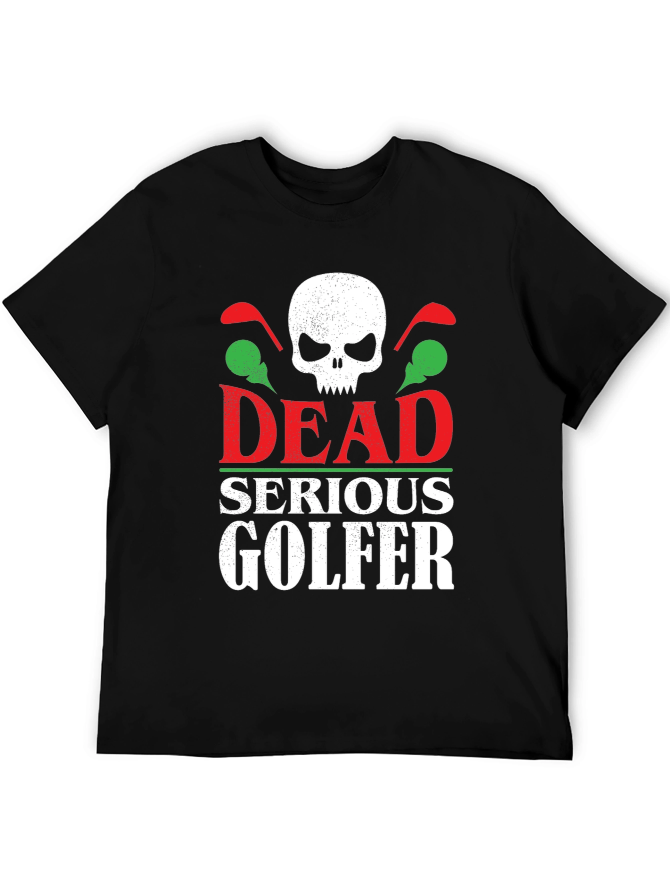 Black Dead Serious Golfer T-Shirt - Skull Golf Club Design view 5