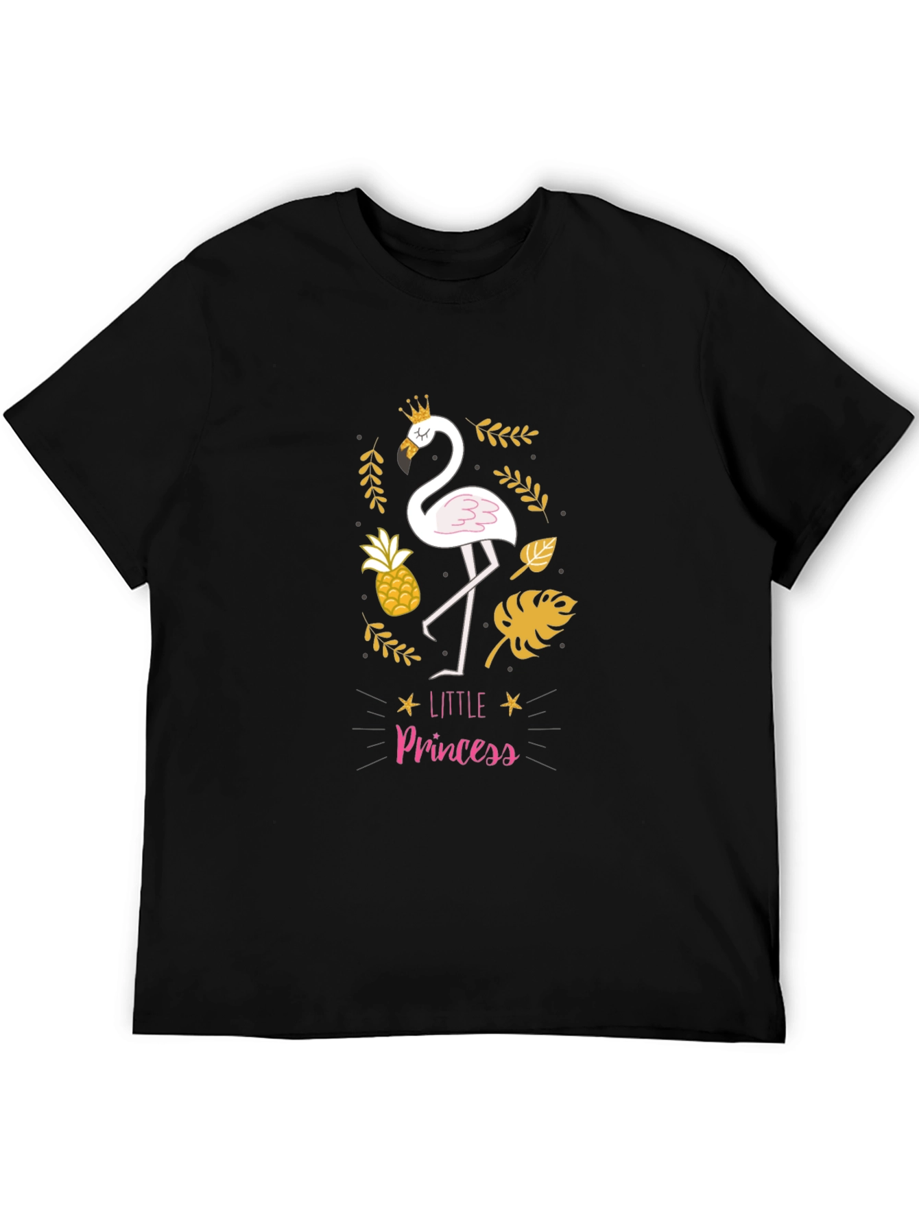 Black Little Princess Flamingo Black T-Shirt view 5