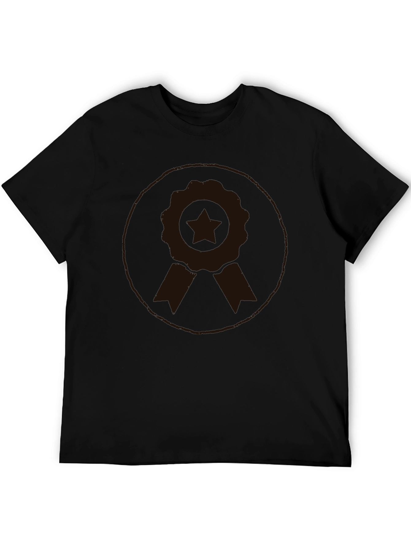 Black Men's Black Graphic Tee - Award Ribbon Design view 5