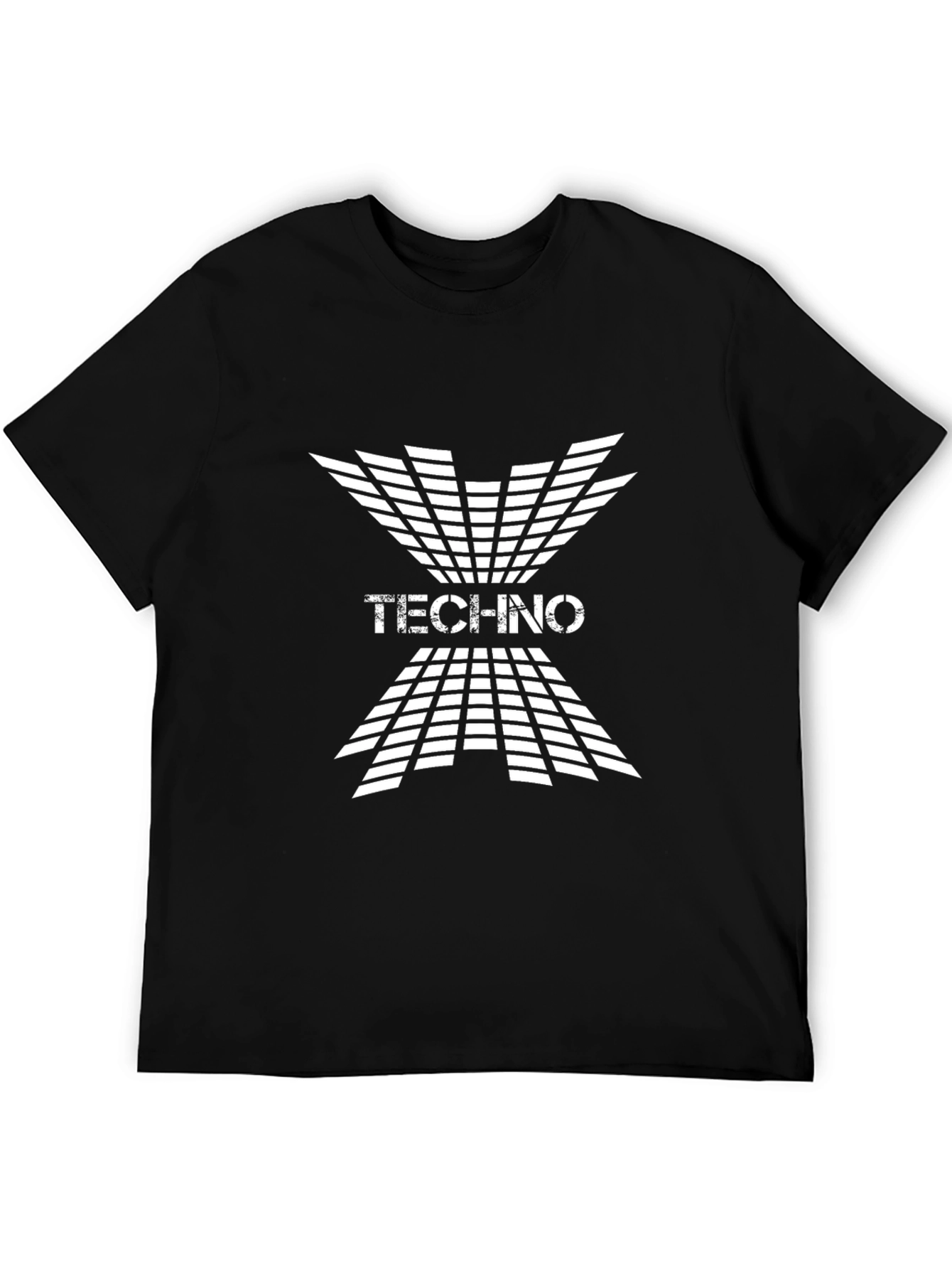 Black Techno Grid Graphic Black T-Shirt view 5