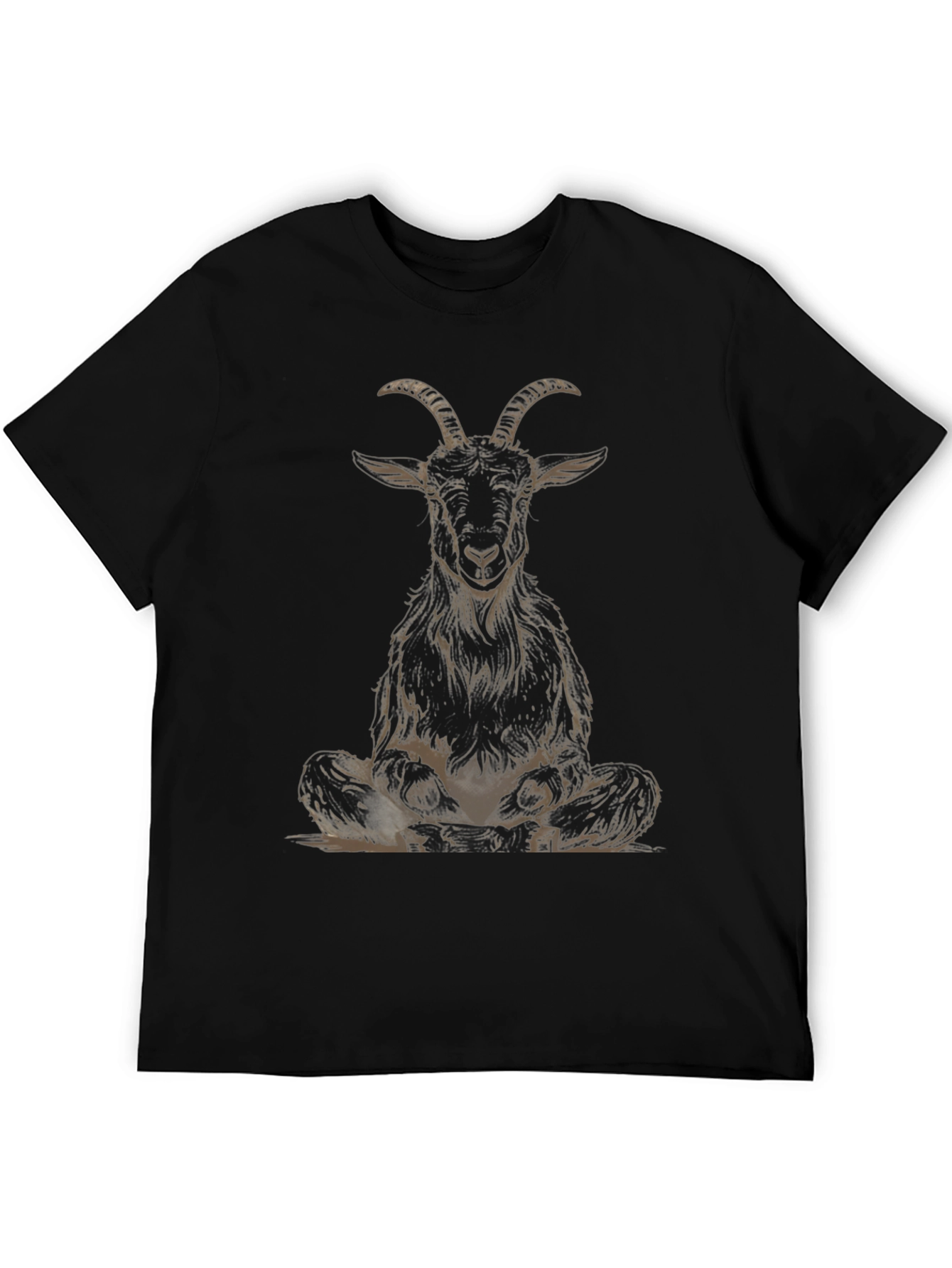 Black Meditating Goat Graphic Tee - Unisex Black T-Shirt view 5
