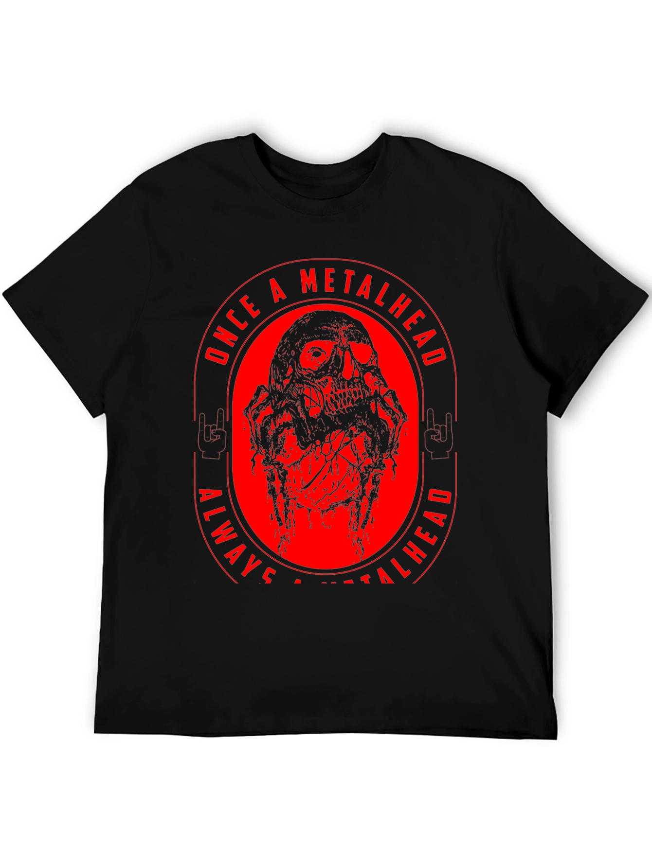 Black Metalhead Skull Graphic T-Shirt view 5