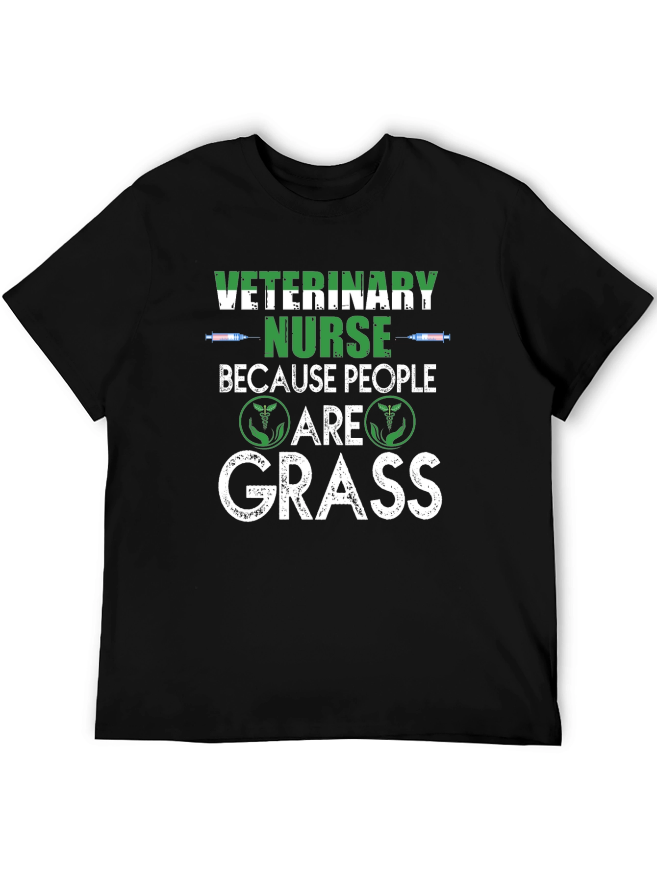 Black Veterinary Nurse T-Shirt - Because People Are Grass view 5