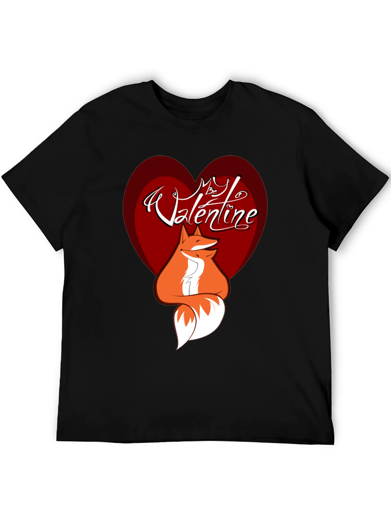 Black Valentine Fox Graphic Tee - Men's Black T-Shirt view 5