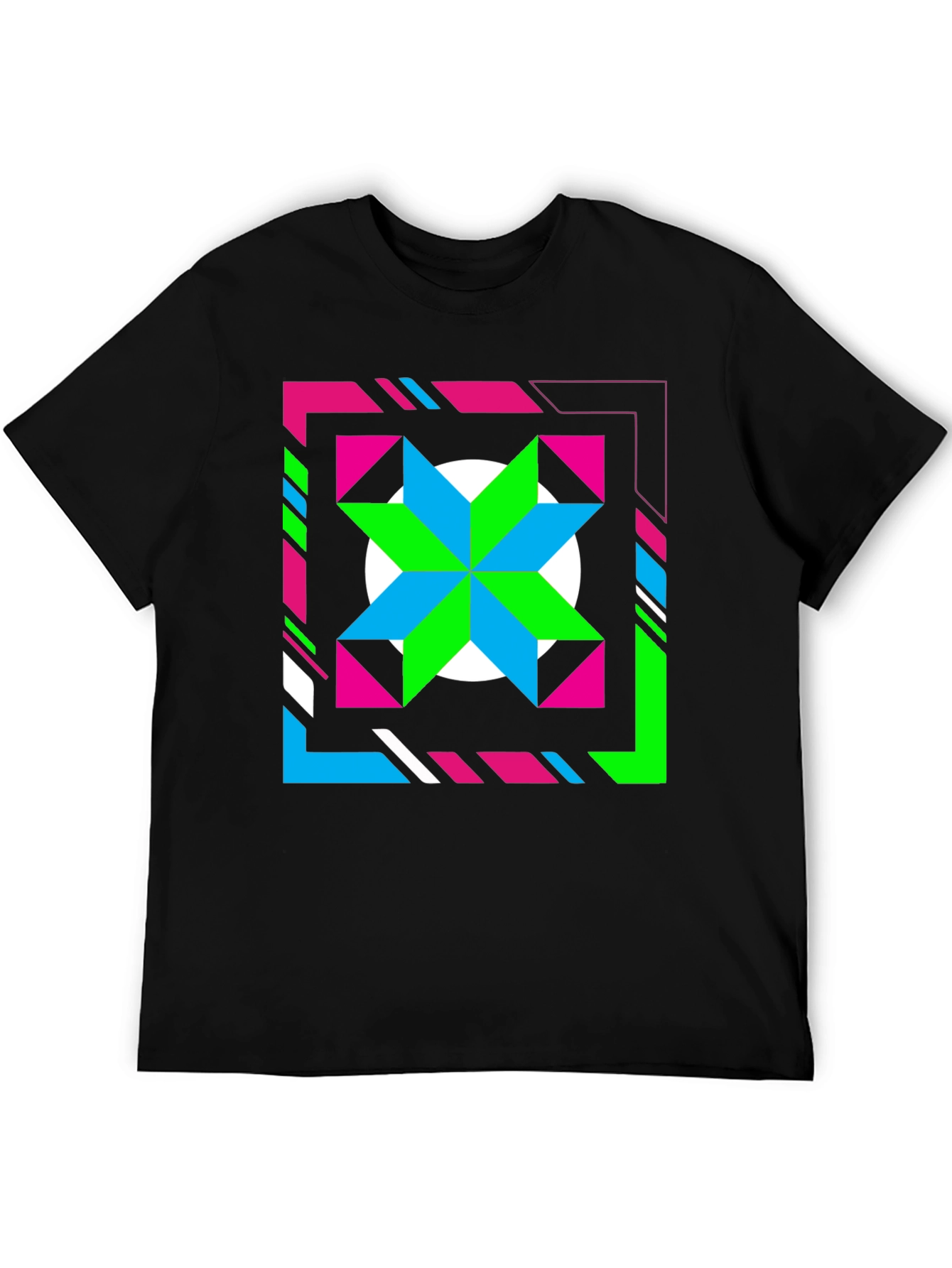 Black Retro Geometric Star Graphic Tee - Black view 5