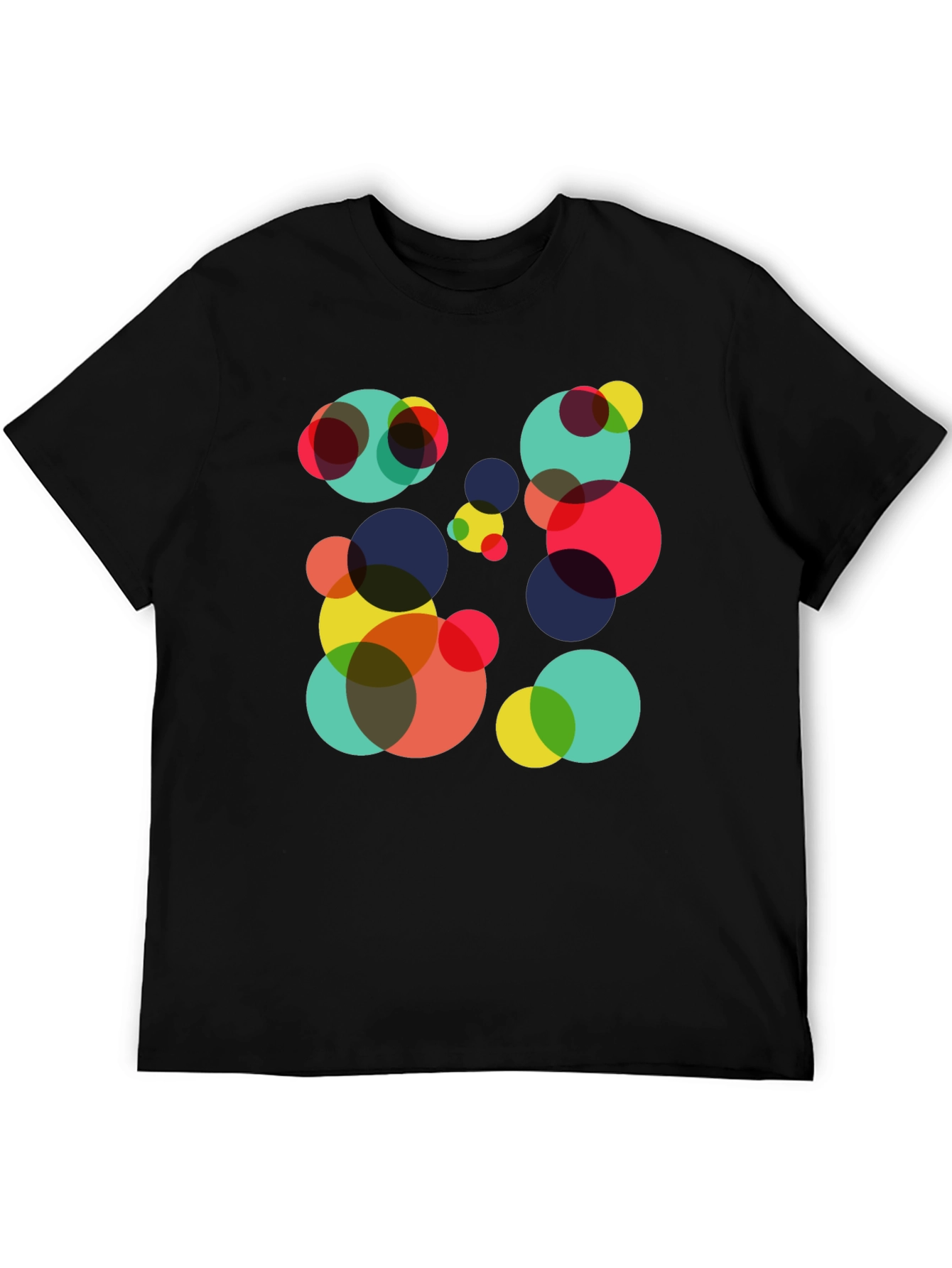 Black Abstract Circle Pattern Black T-Shirt view 5