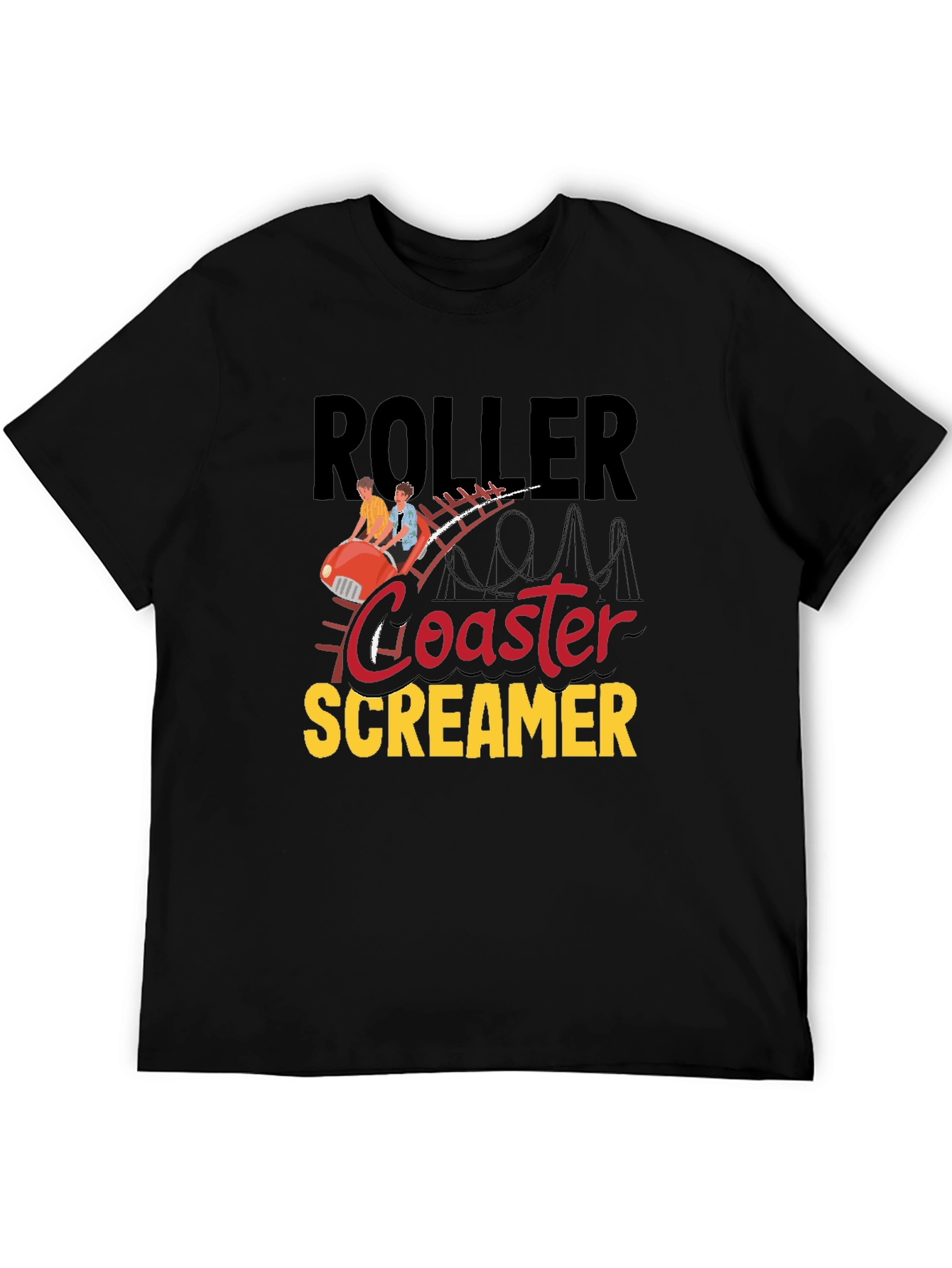 Black Roller Coaster Screamer Graphic Tee - Black view 5