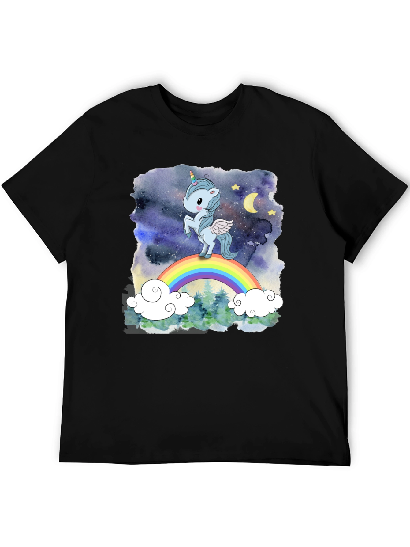 Black Unicorn Rainbow Graphic Tee view 5