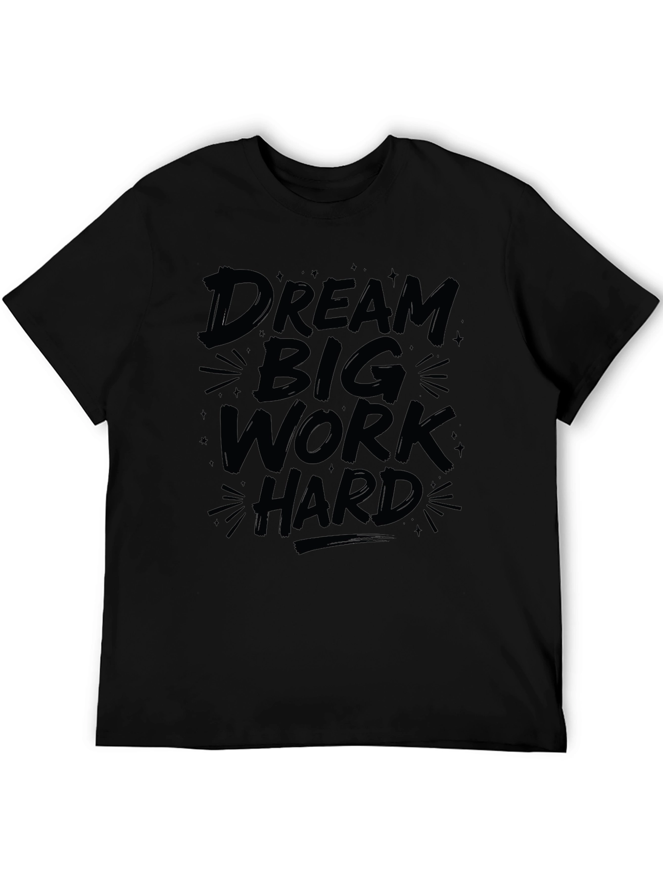 Black Dream Big Work Hard Graphic Tee - Black Cotton T-Shirt view 5