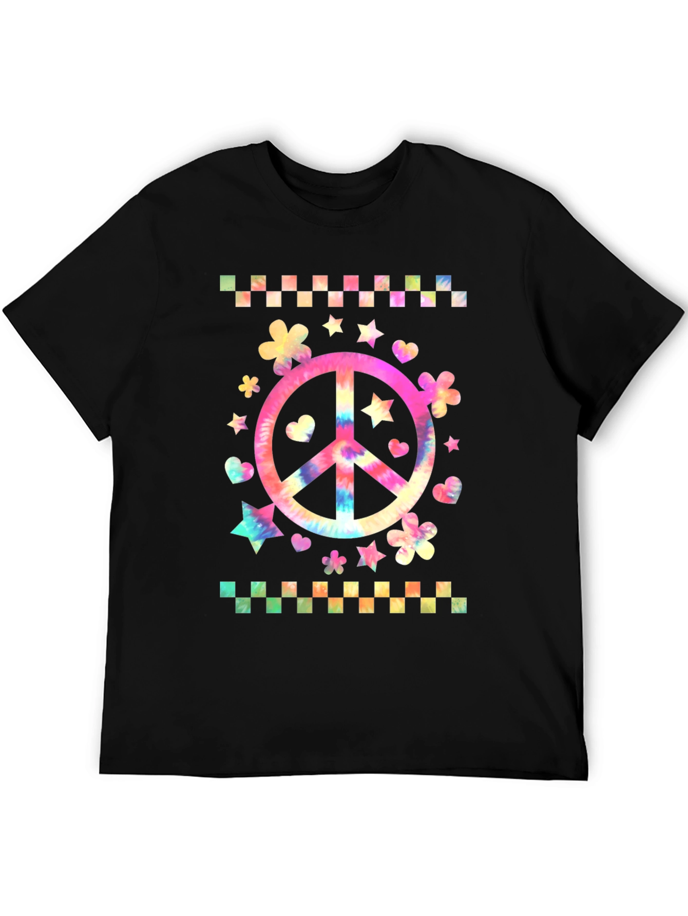 Black Tie-Dye Peace Sign Graphic Tee view 5