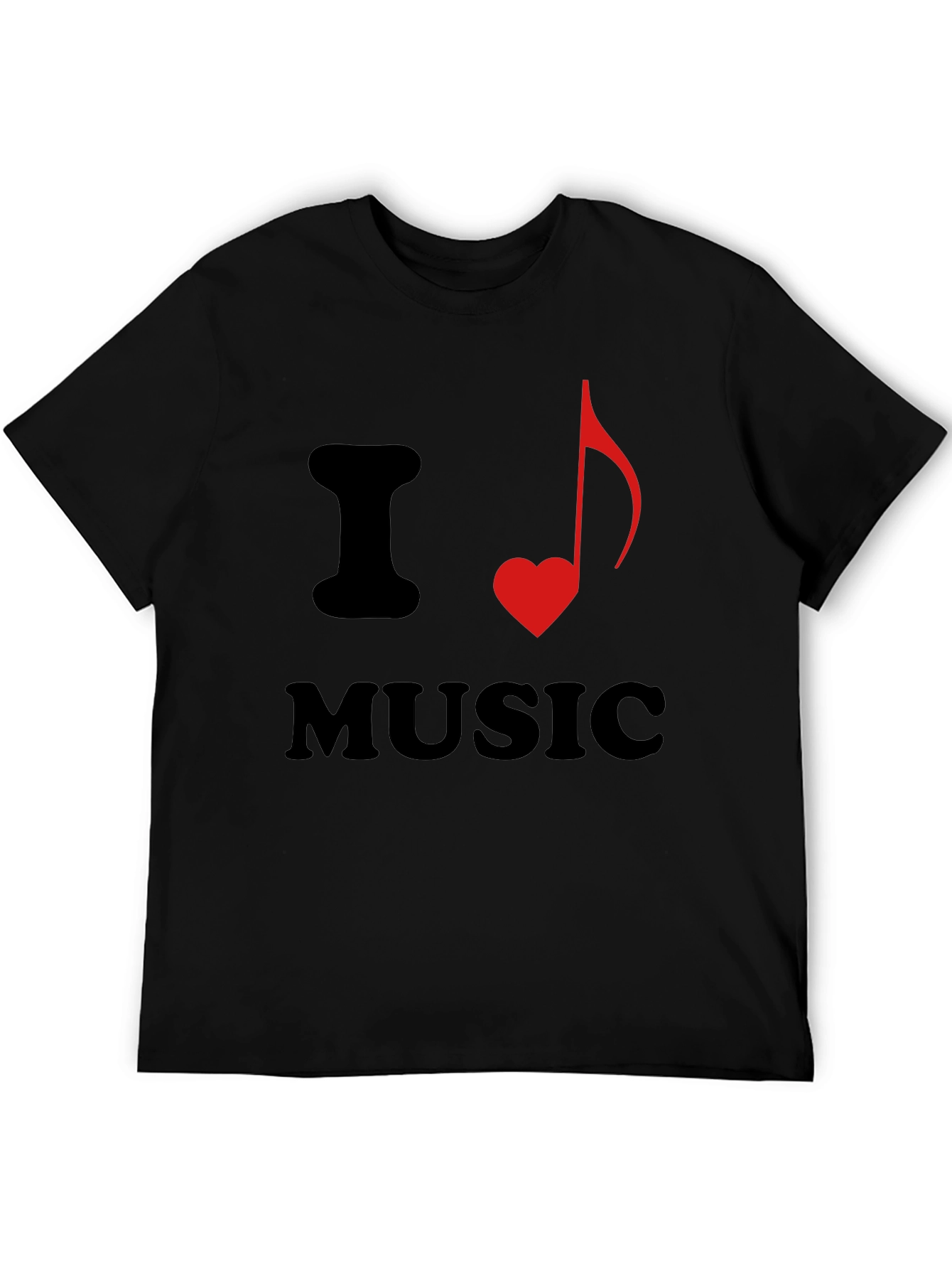 Black I Heart Music Graphic Tee - Stylish Black T-Shirt view 5