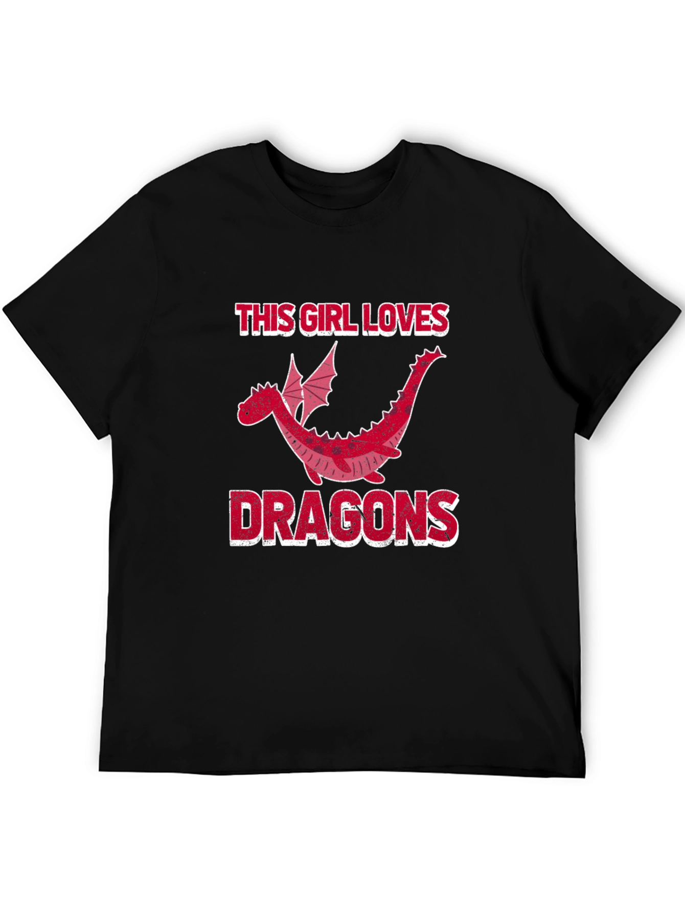 Black This Girl Loves Dragons T-Shirt - Black Graphic Tee view 5